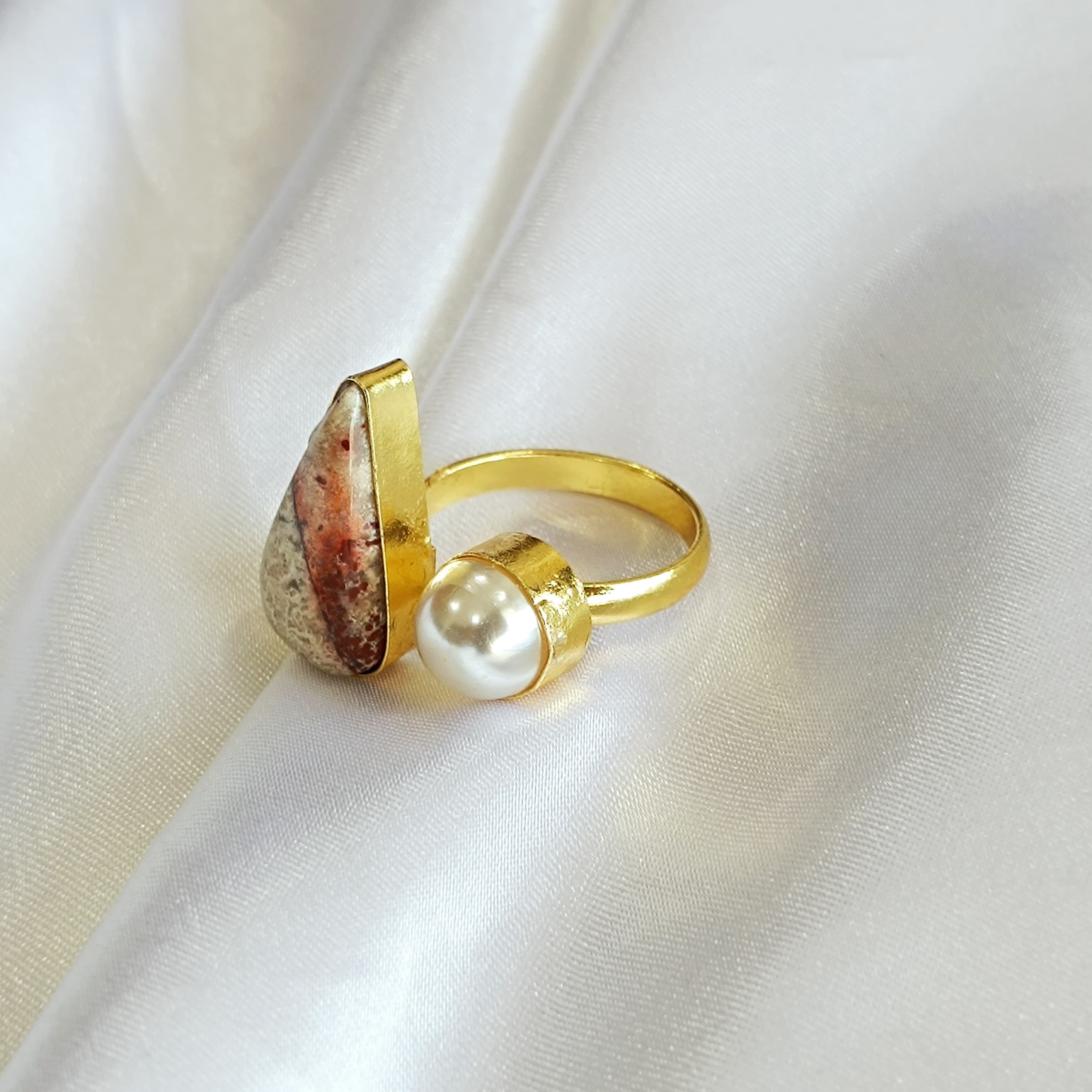 Vintage White Beads Rings for Women