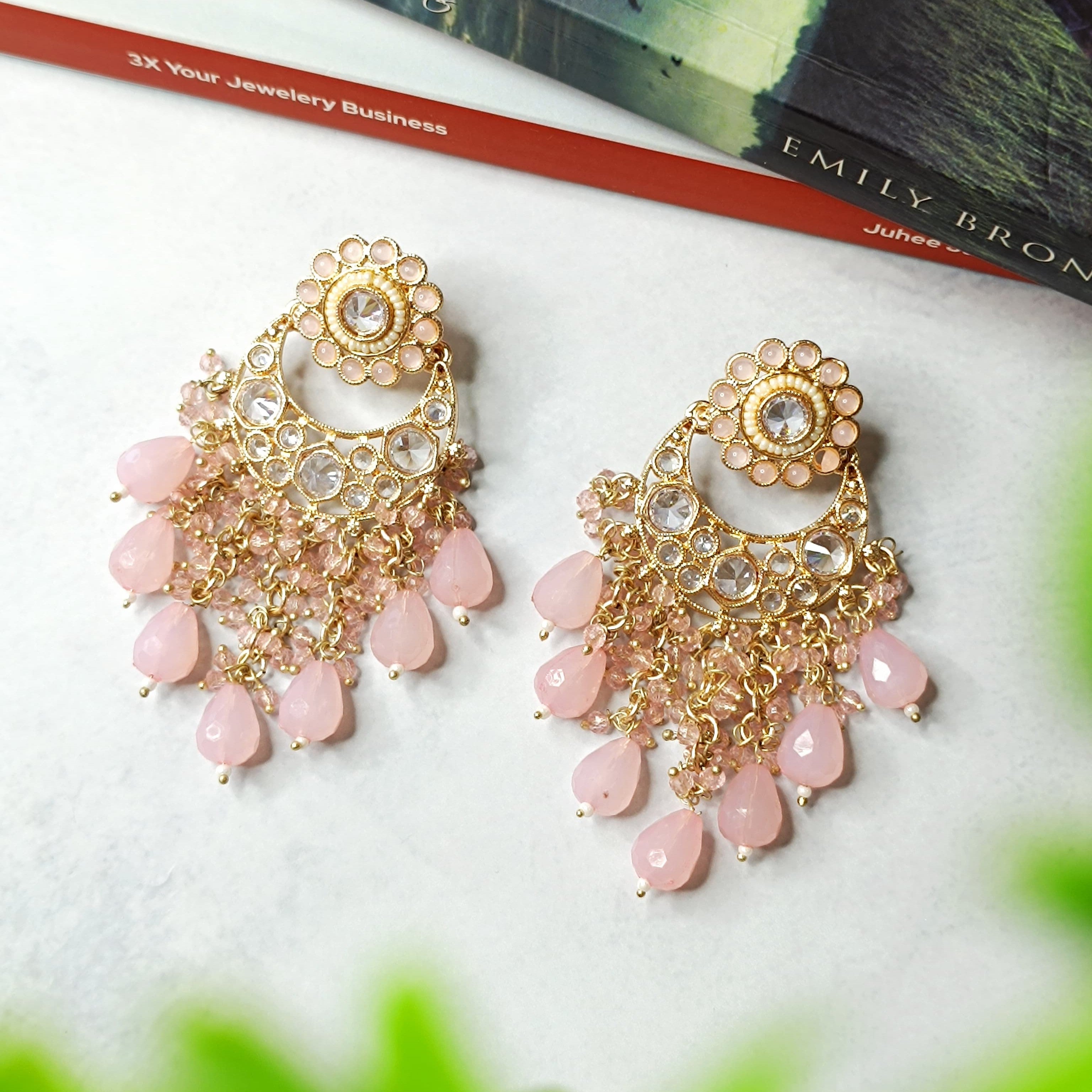 Gold Plated Polki Kundan Earrings - Daily Wear Earrings