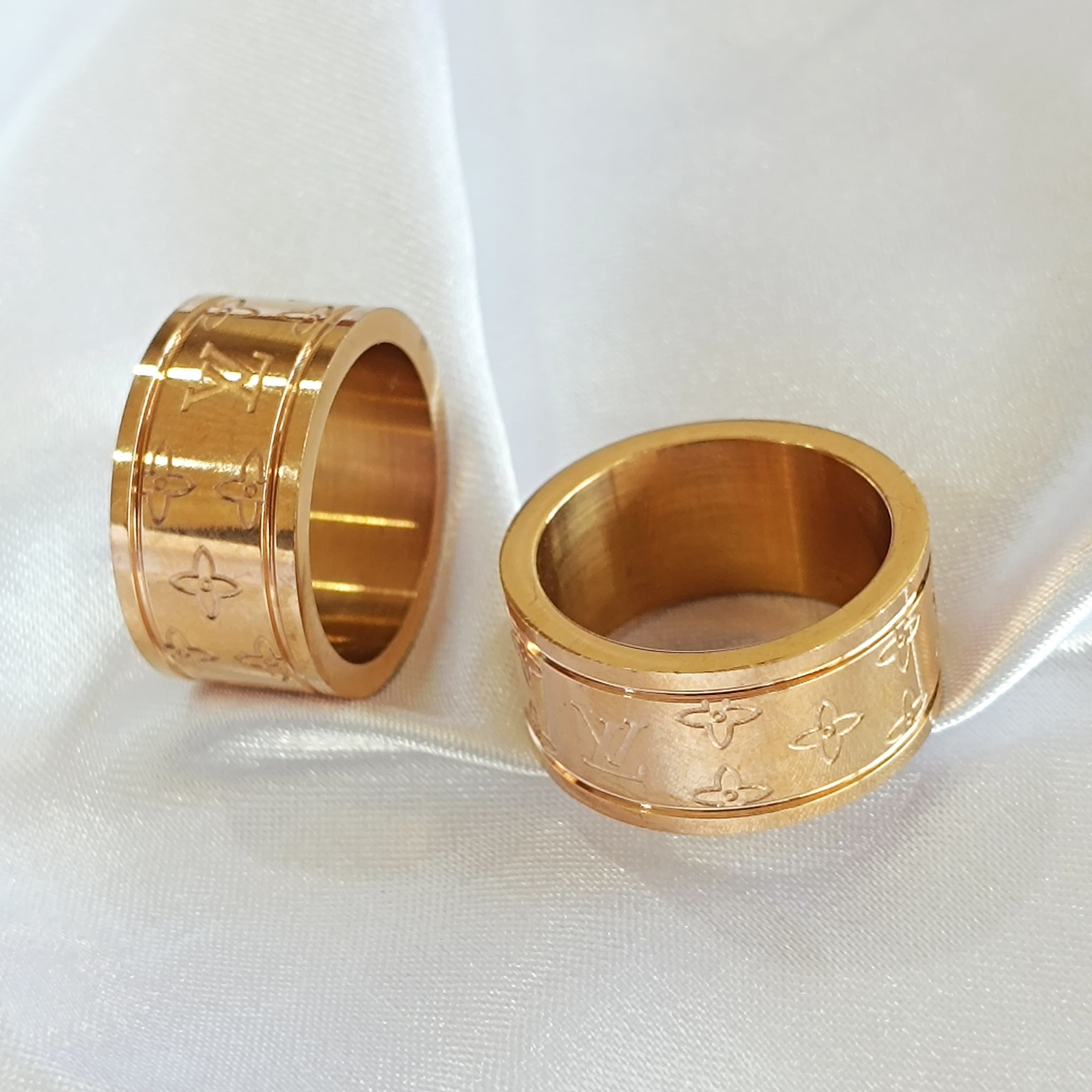 Double Band LV Gold Plated Rings