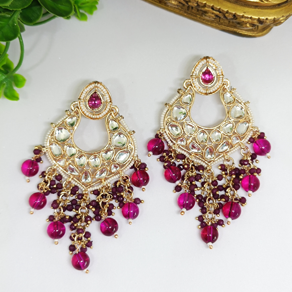 Kundan Stylish Gold Plated Earrings - Gold Earrings Designs for Daily Use