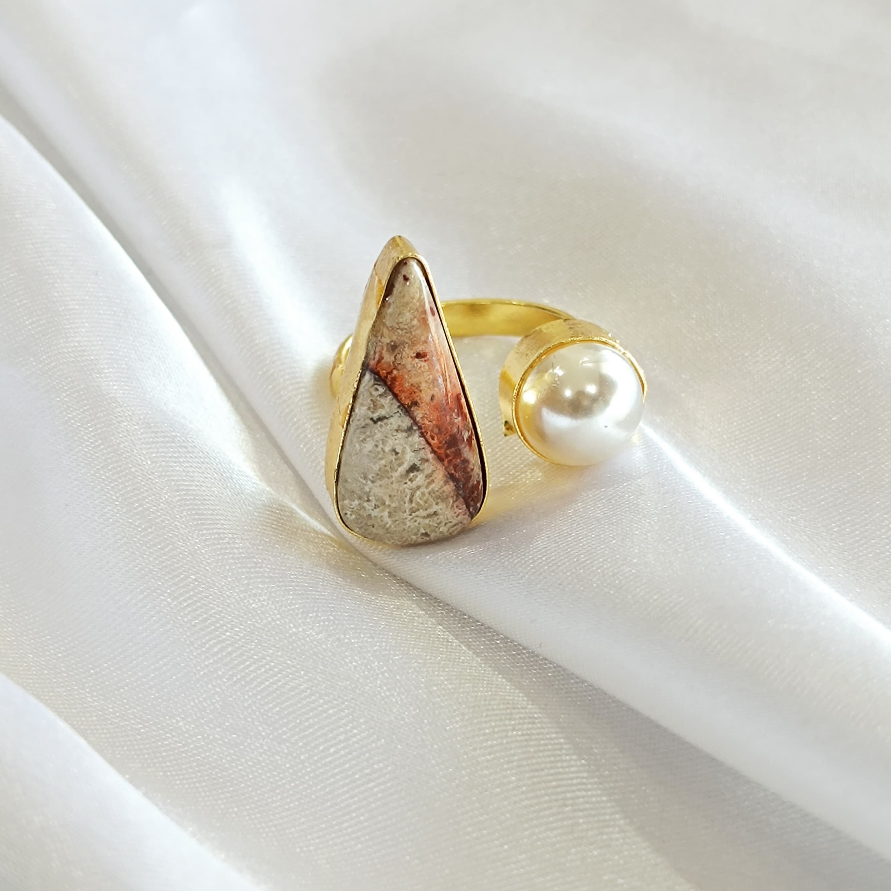 Vintage White Beads Rings for Women