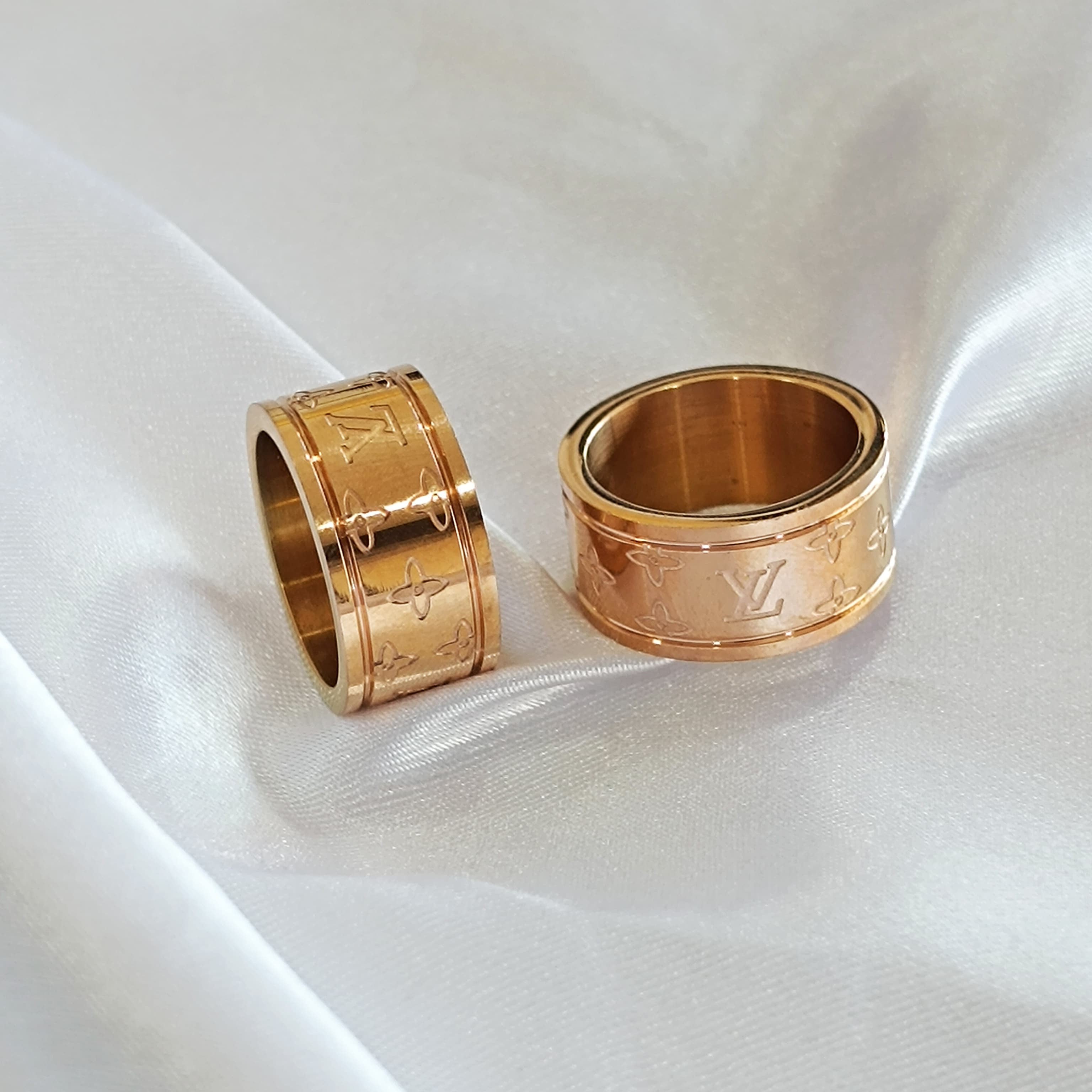 Double Band LV Gold Plated Rings