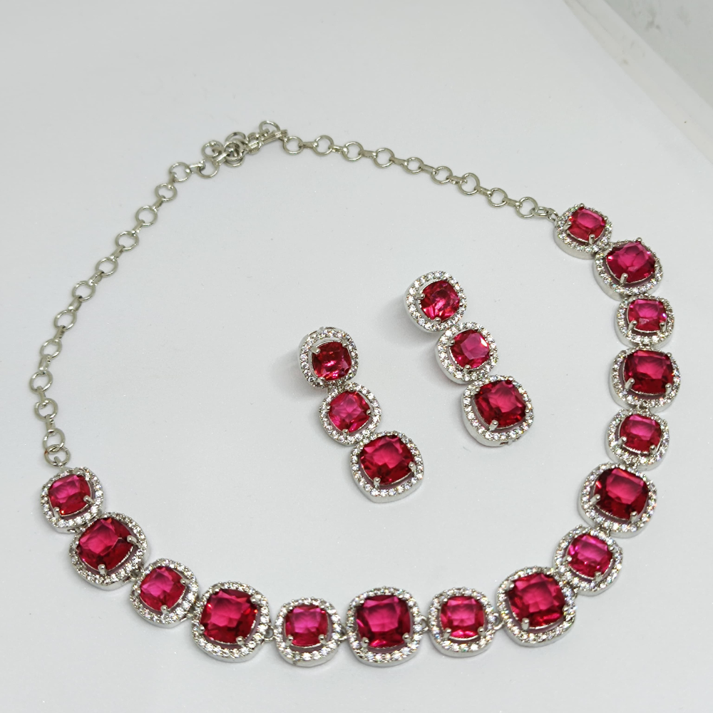 High Quality American Diamond Studded Necklace Design beads and metals