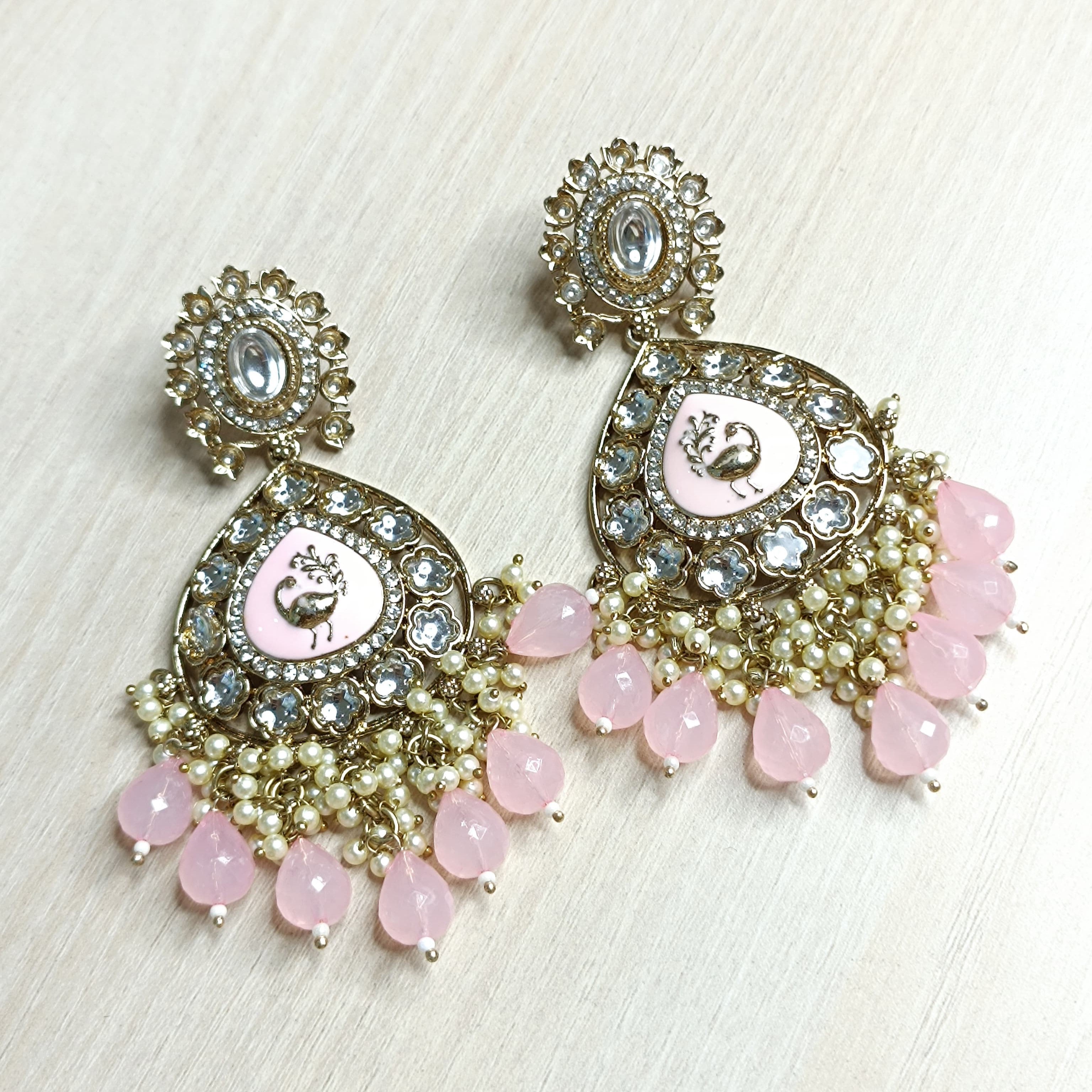 Beads and Metals Pink Dangler Earrings