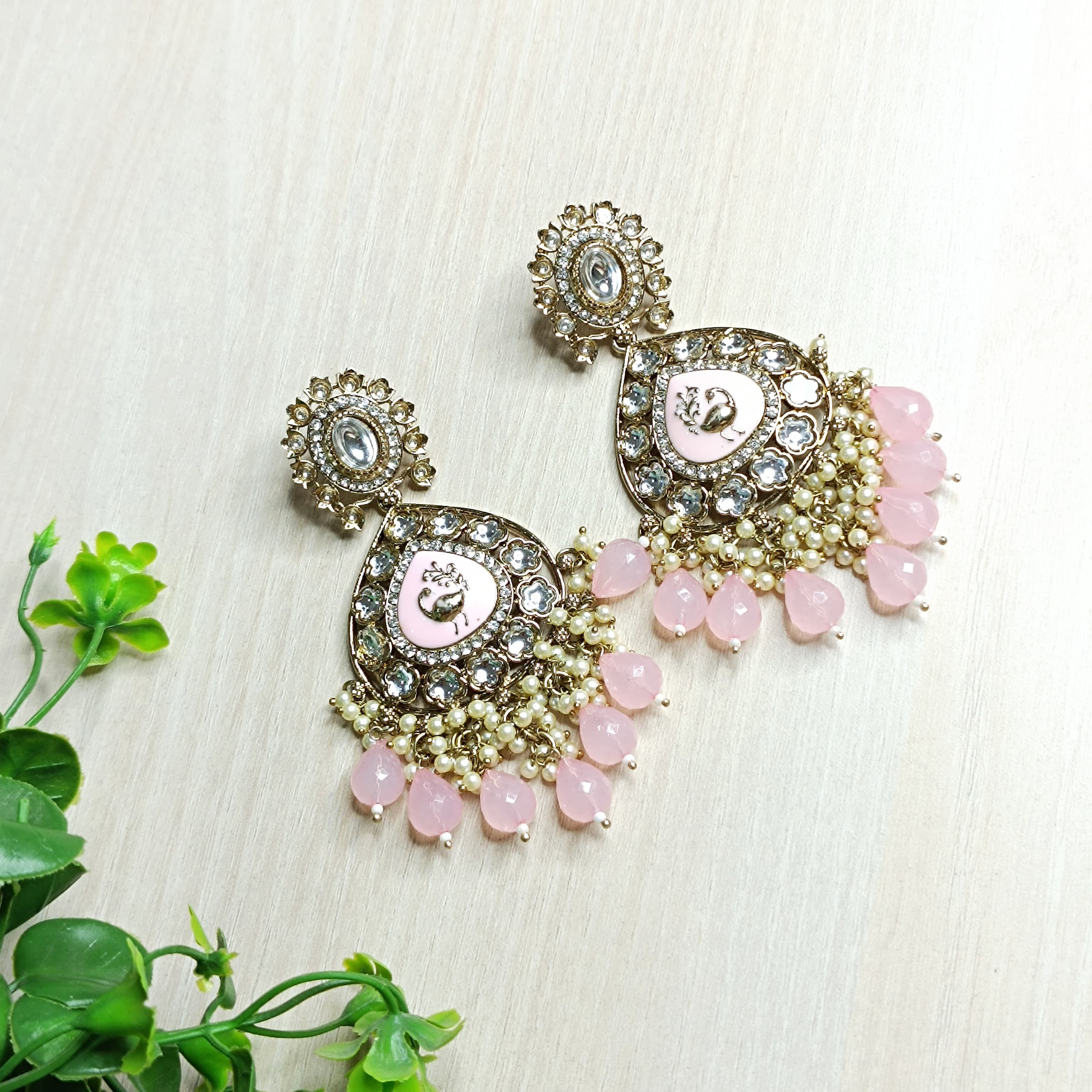 Beads and Metals Pink Dangler Earrings