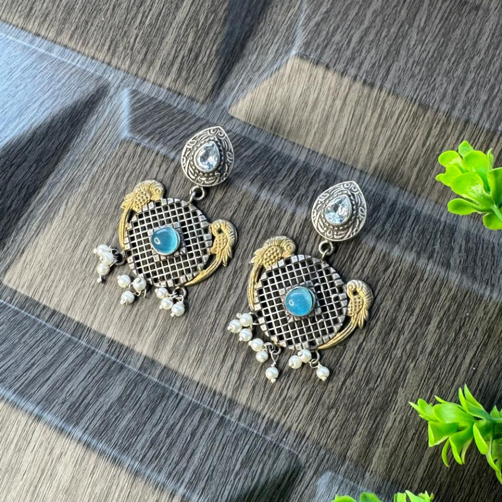 Beautiful Bird Shaped Dual Tone Earrings for Women & Girls