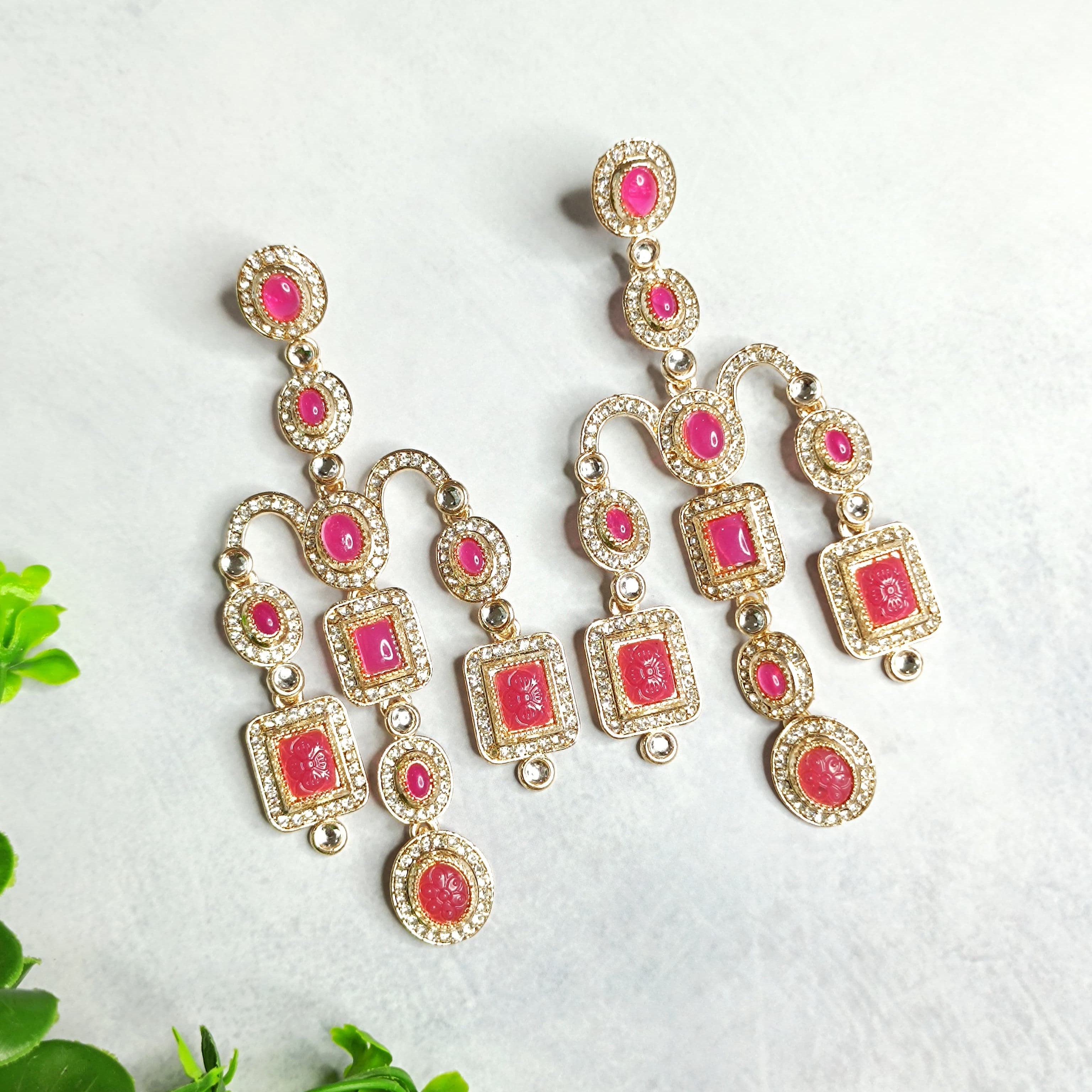 Elegant Sabyasachi Inspired Premium Monalisa Stone Earrings