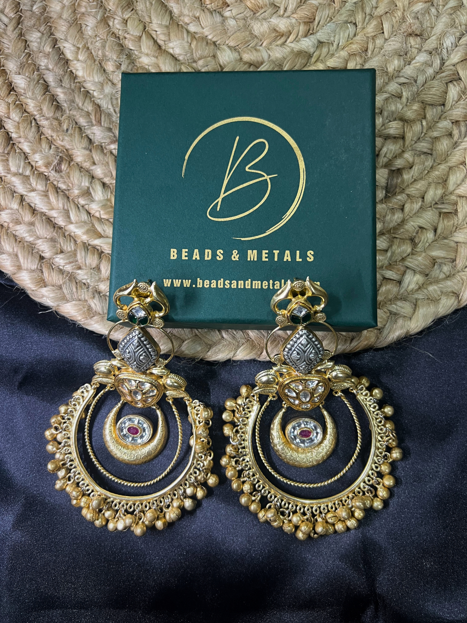 Gold-Plated Contemporary Chandbalis – Gold Chandbali Design for Women Beads and metals