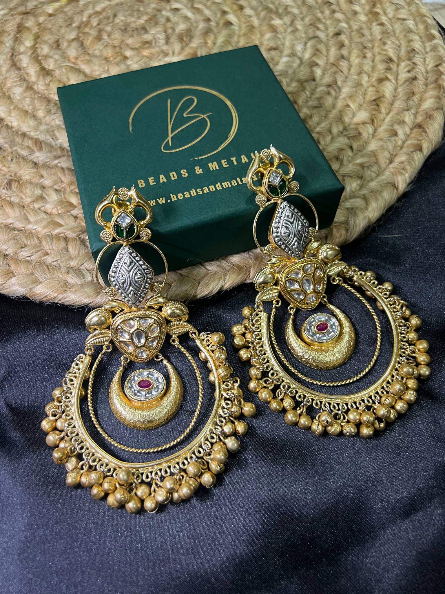Gold-Plated Contemporary Chandbalis – Gold Chandbali Design for Women Beads and metals img