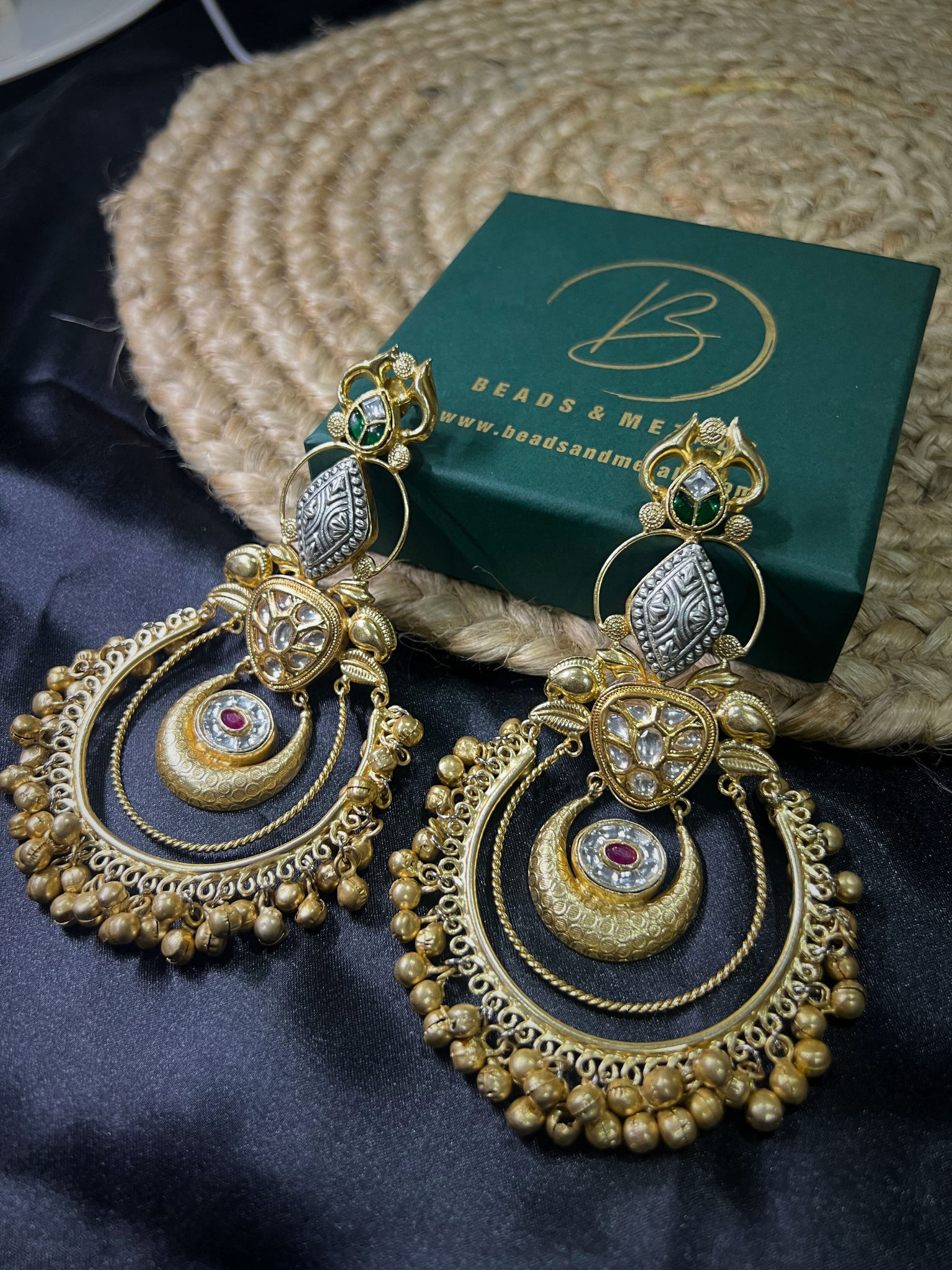 Gold-Plated Contemporary Chandbalis – Gold Chandbali Design for Women Beads and metals img 1
