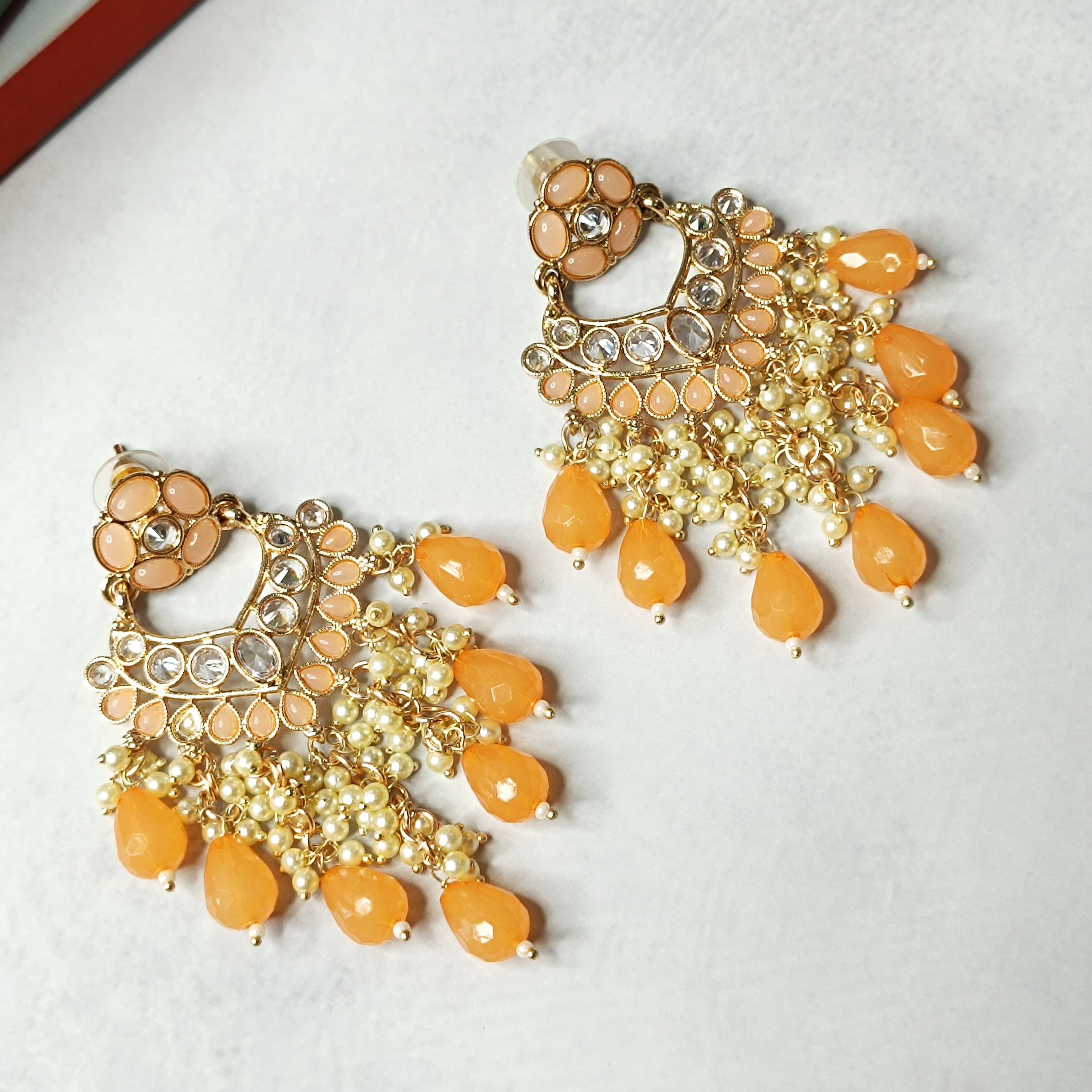 Gold Plated Beads and Metals Polki Kundan Earrings
