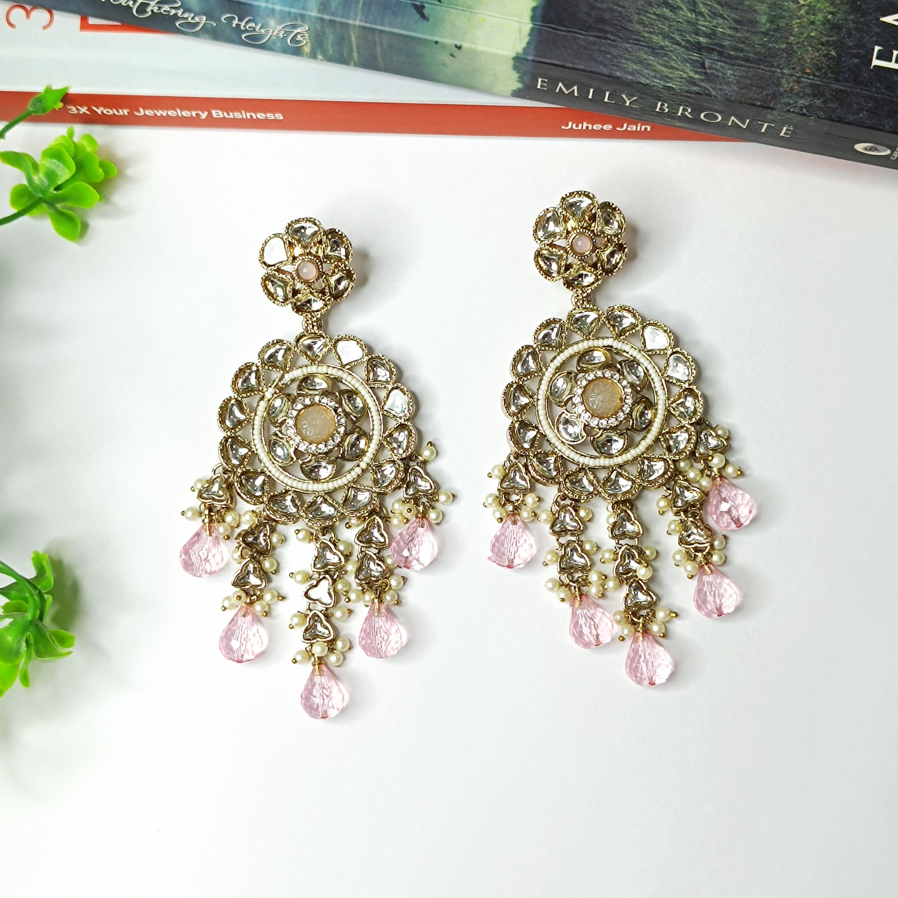 Gold Plated Eclipse Dangler Earrings Design
