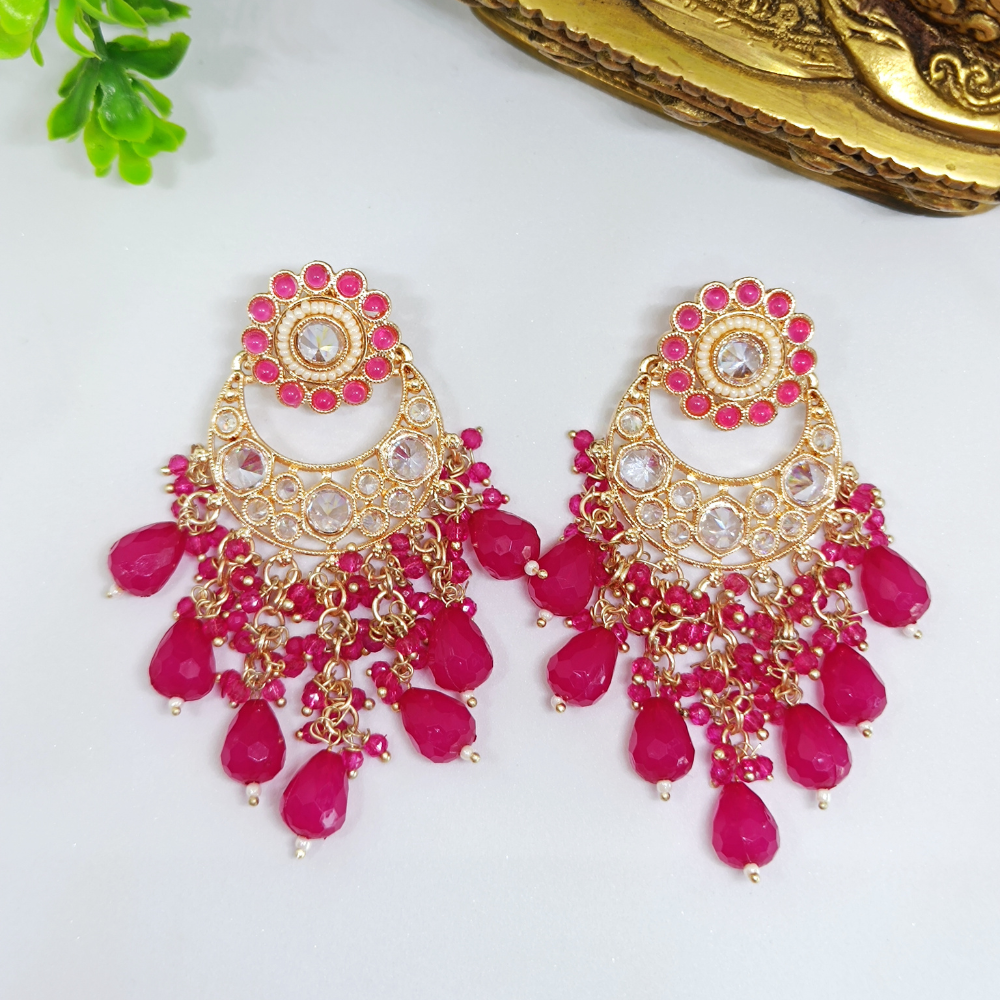 Gold Plated Kundan Chandbali - Daily Wear Earrings