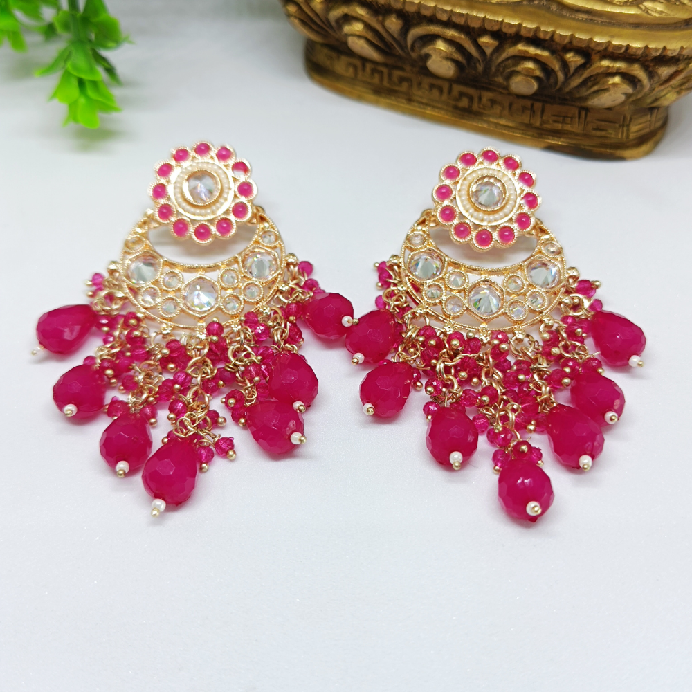 Gold Plated Kundan Chandbali - Daily Wear Earrings