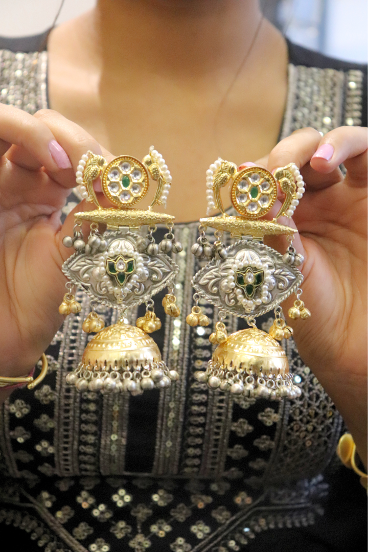 Gold and silver earrings