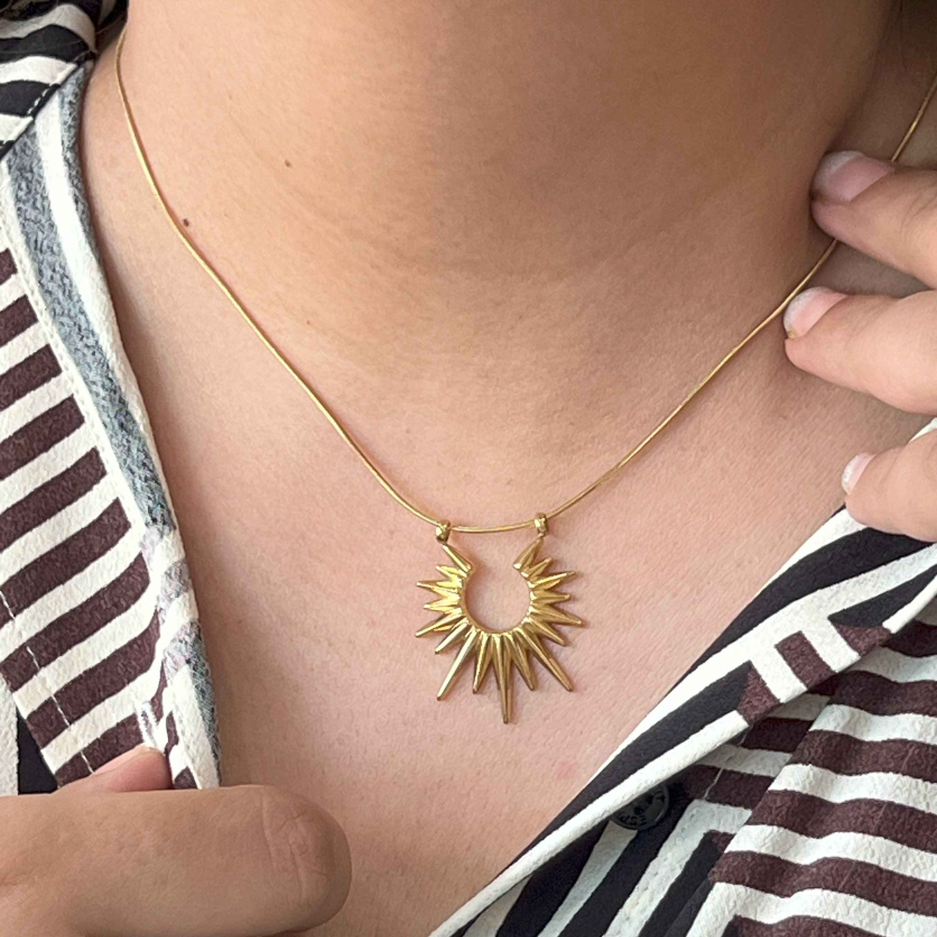 24K Gold Plating Sunburst Demifine Necklace