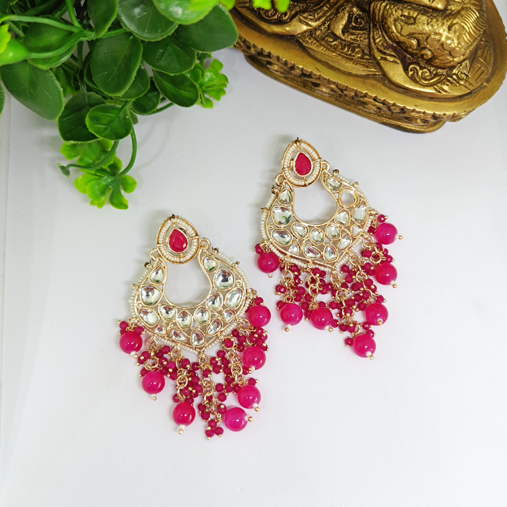 Kundan Stylish Gold Plated Earrings - Gold Earrings Designs for Daily Use