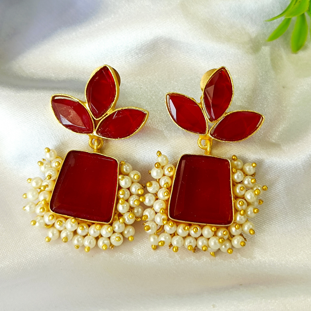 Matte Finished Dangler Earrings - Simple Earrings for Girls and Women beads and metals