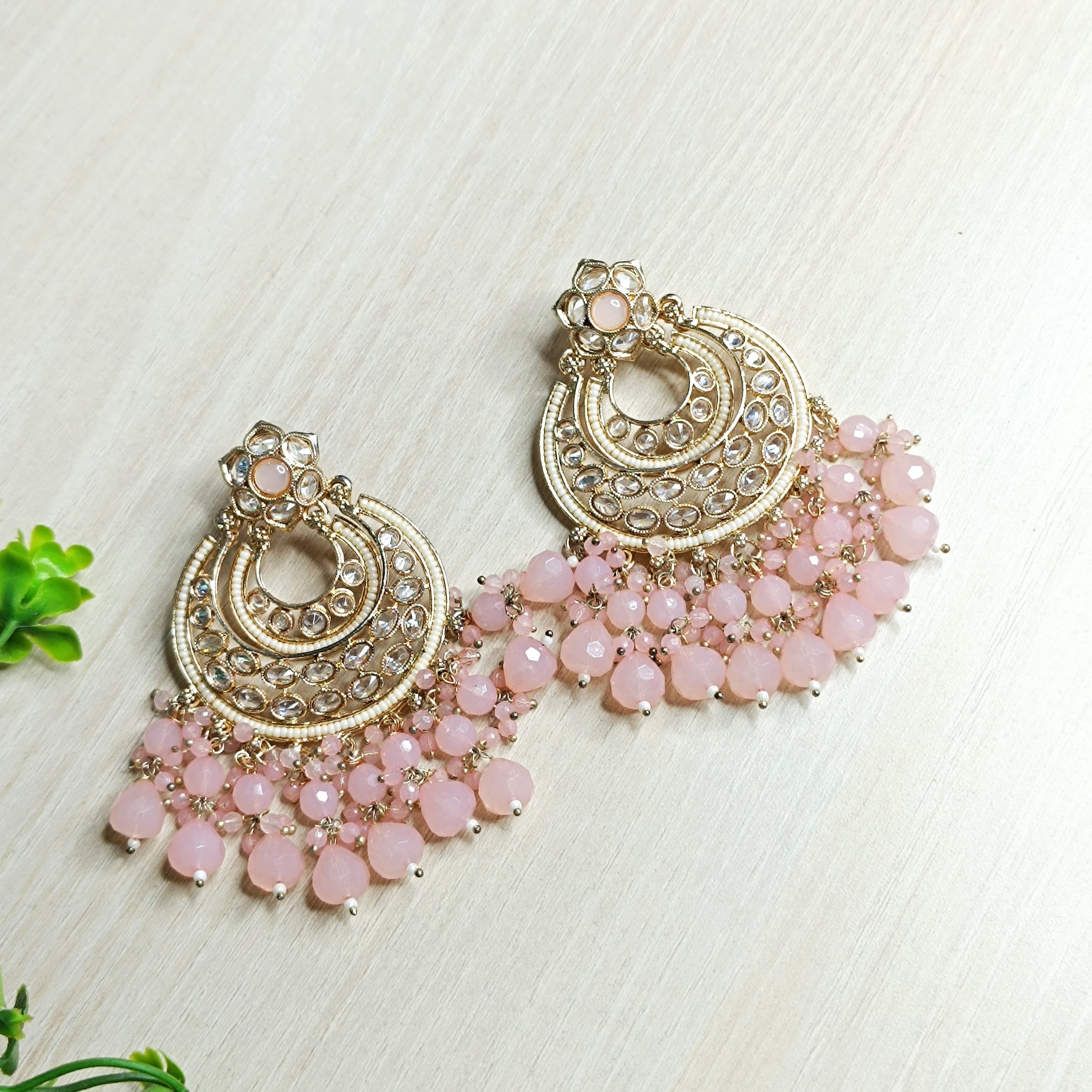 Premium Gold Plating Kundan Pearls Earrings - Gold Earrings Design