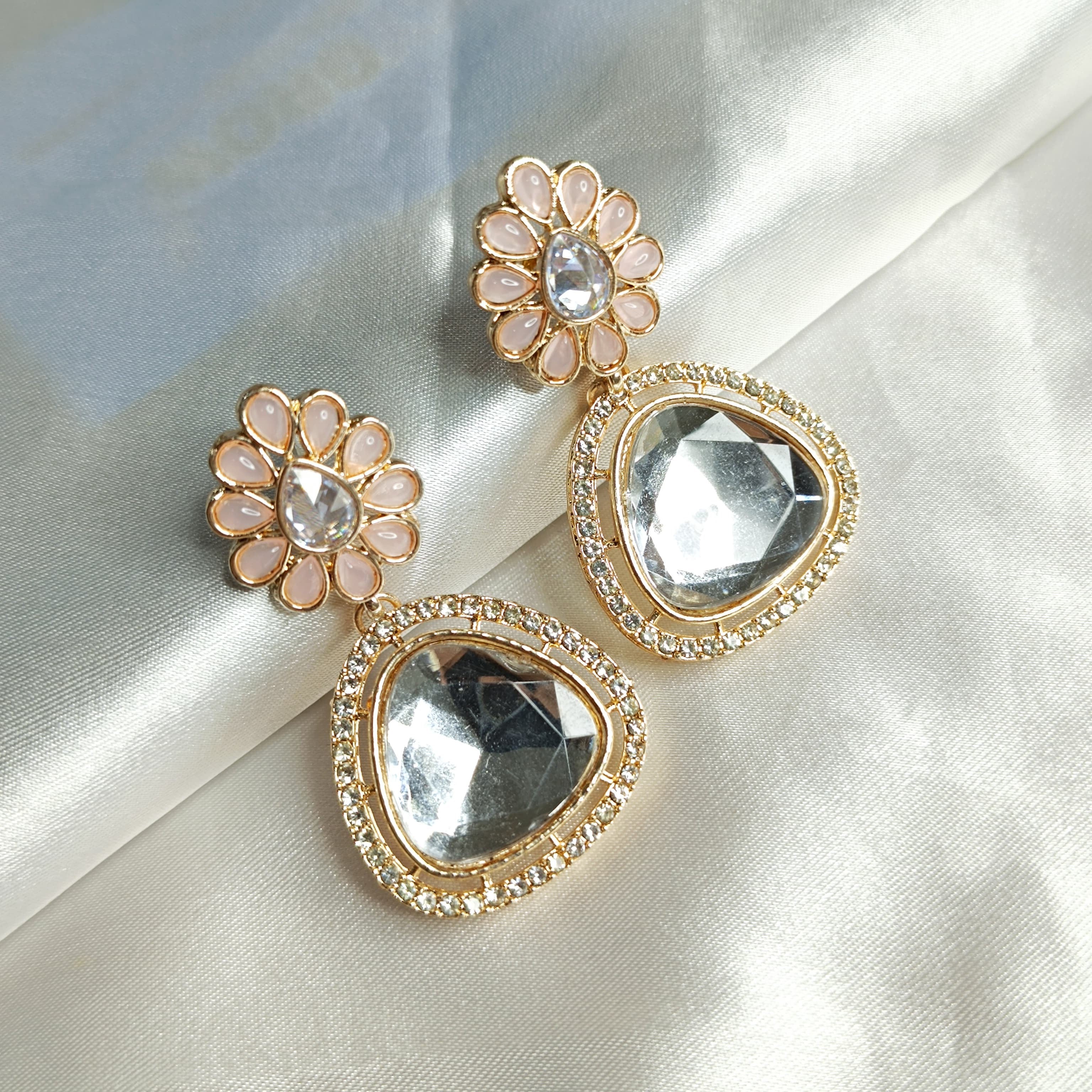 Rose Gold-Plated Contemporary AD Stylish Stud Earrings