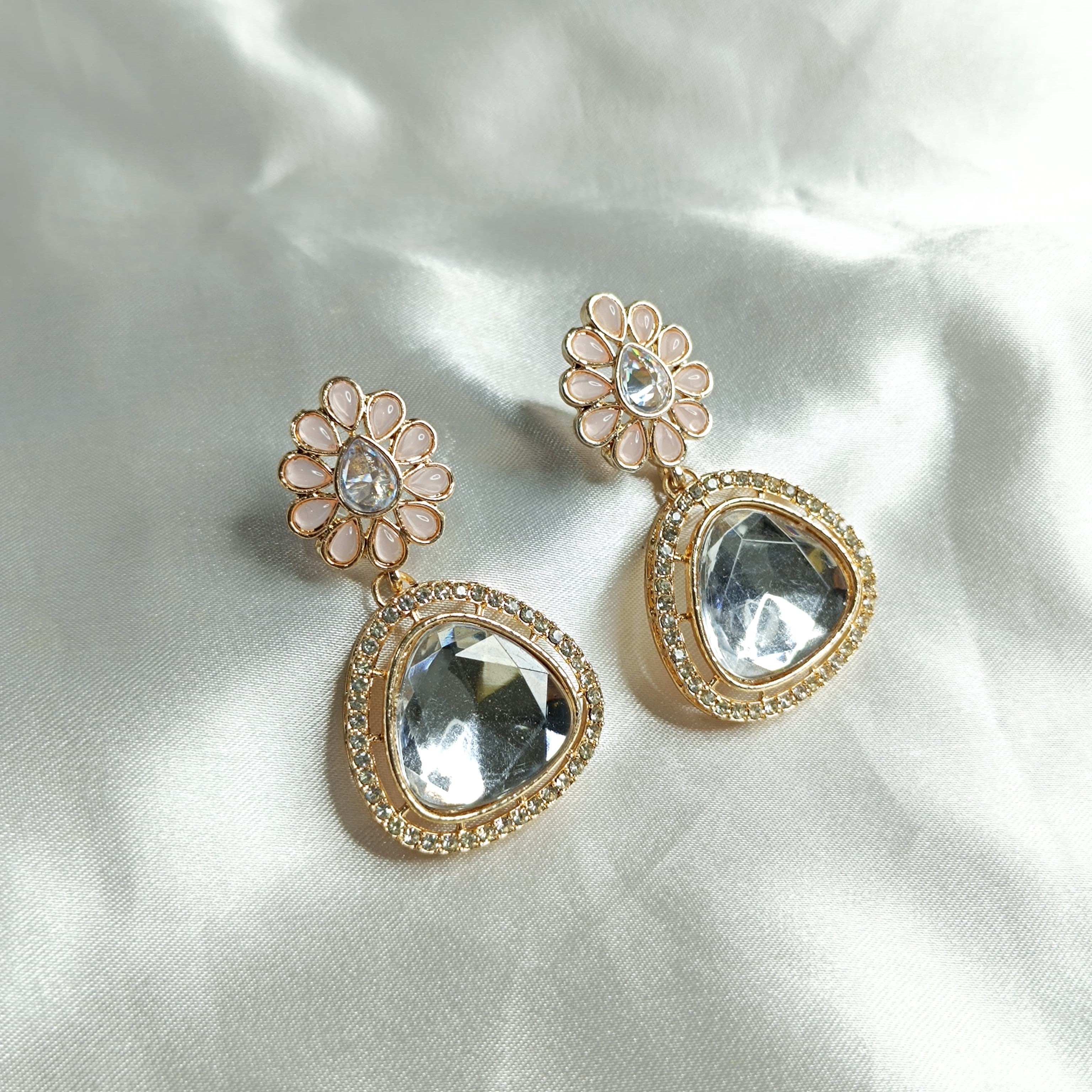 Rose Gold-Plated Contemporary AD Stylish Stud Earrings
