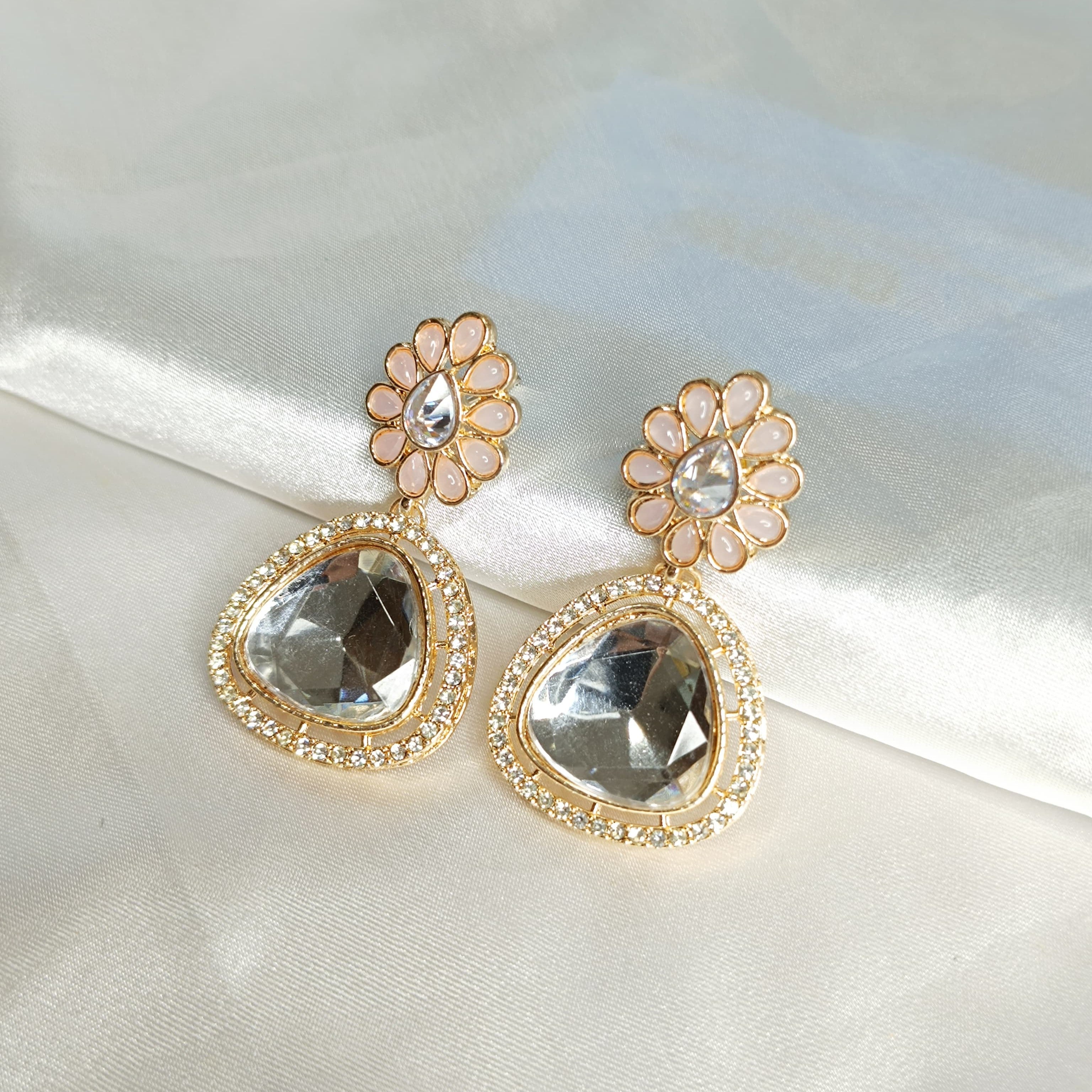 Rose Gold-Plated Contemporary AD Stylish Stud Earrings