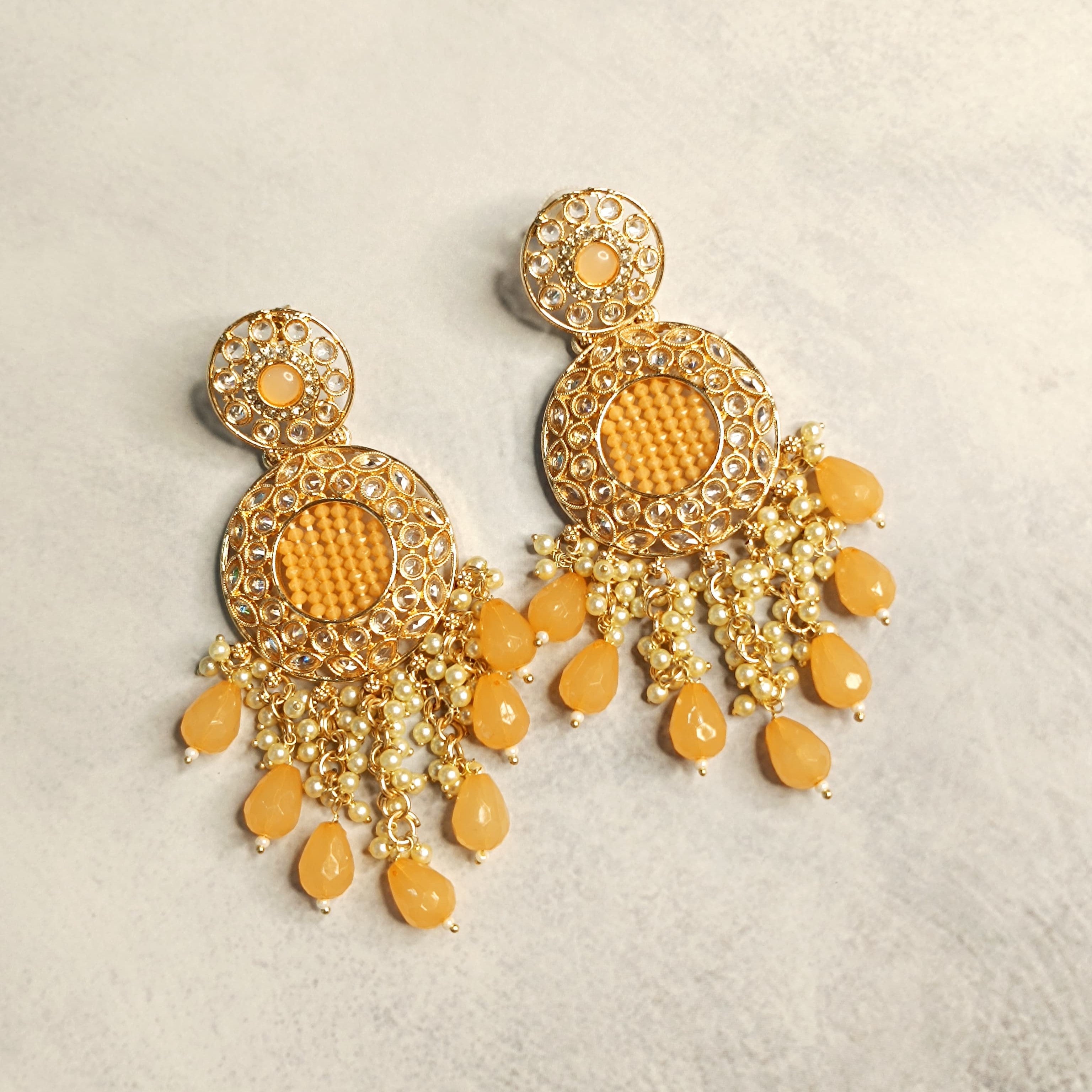 Stylish Yellow Kundan Earring for Women & Girls