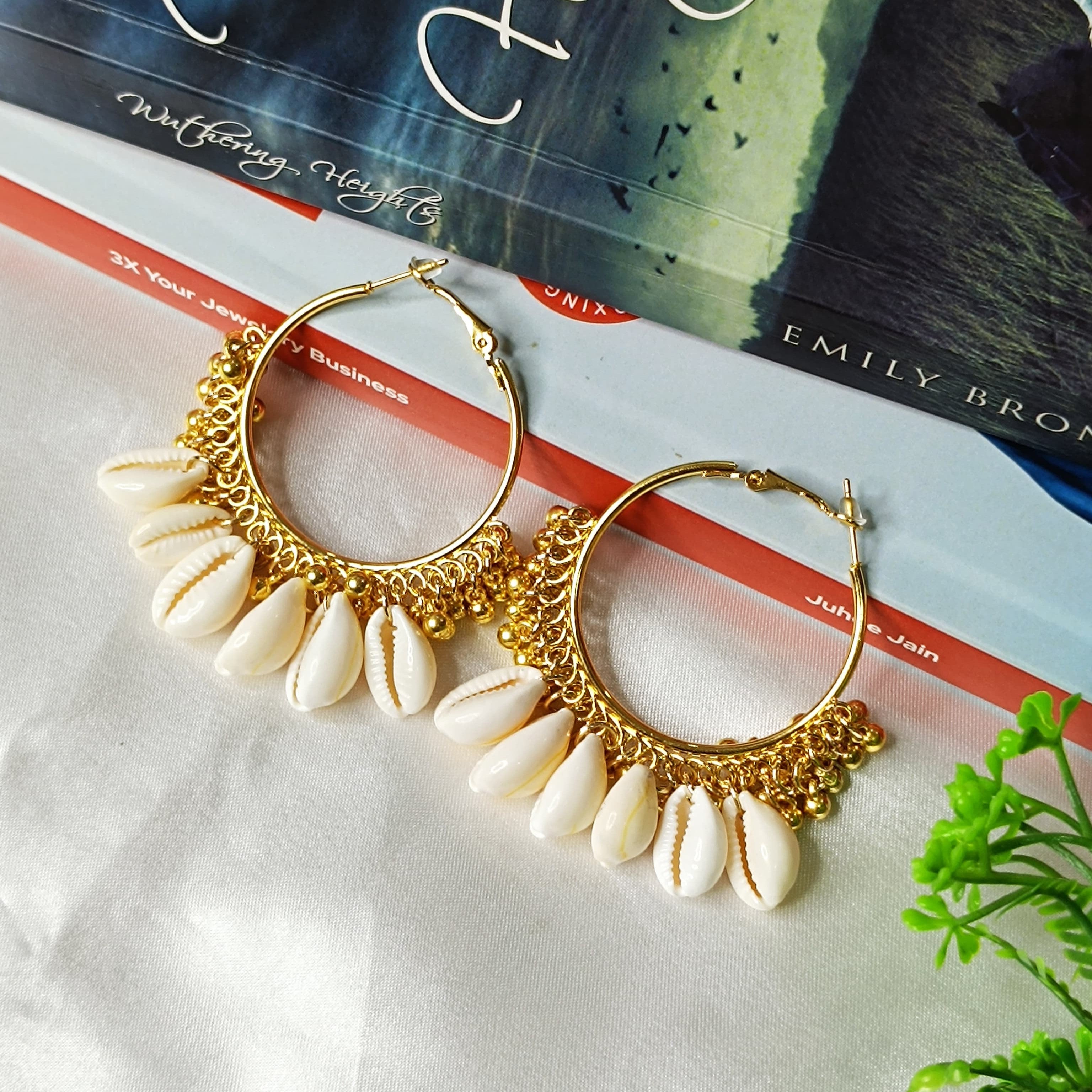 Traditional Indian Oxidized Sea Shell Earrings