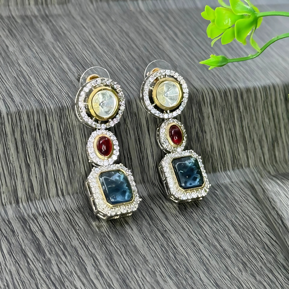 American Diamond Multicolor Earrings for Women & Girls