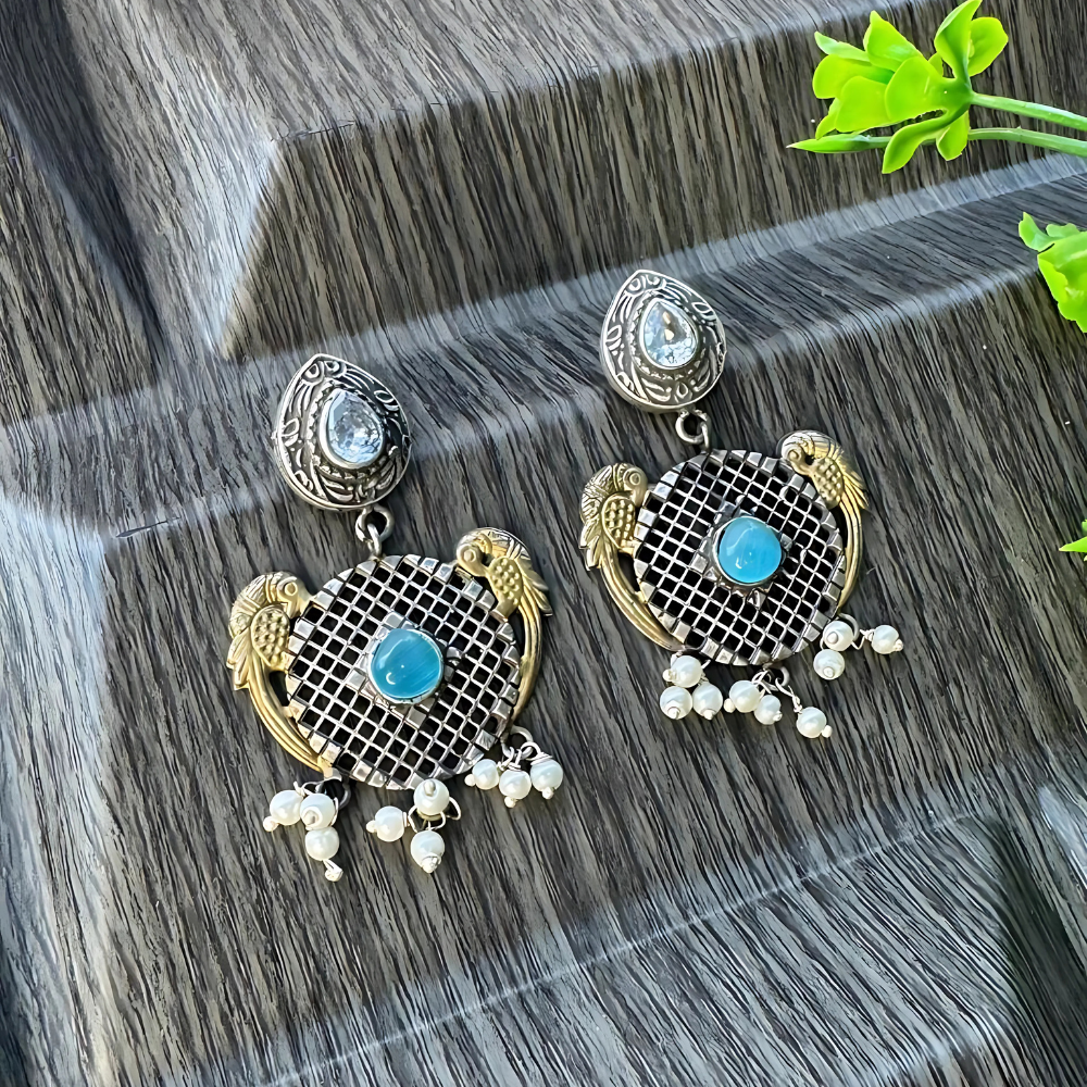 Beautiful Bird Shaped Dual Tone Earrings for Women & Girls