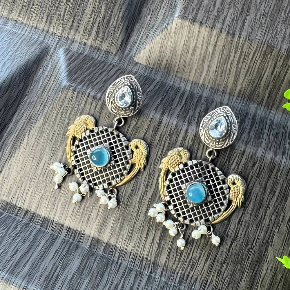 Beautiful Bird Shaped Dual Tone Earrings for Women & Girls