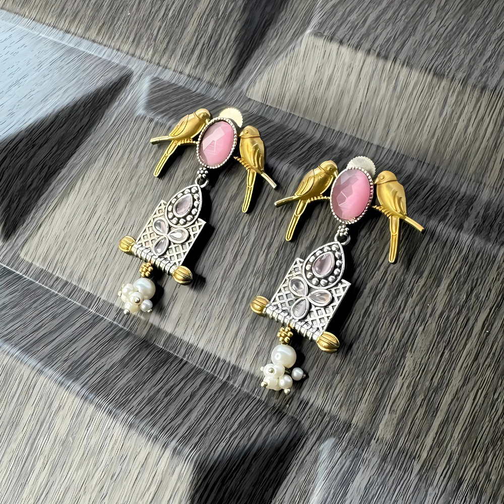 Bird Shaped Beautiful Silver Replica - Earrings for Women & Girls
