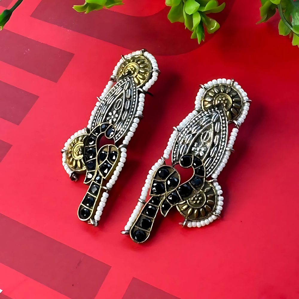 Bird Shaped Dual Tone Silver Replica - Gold Earrings for Women