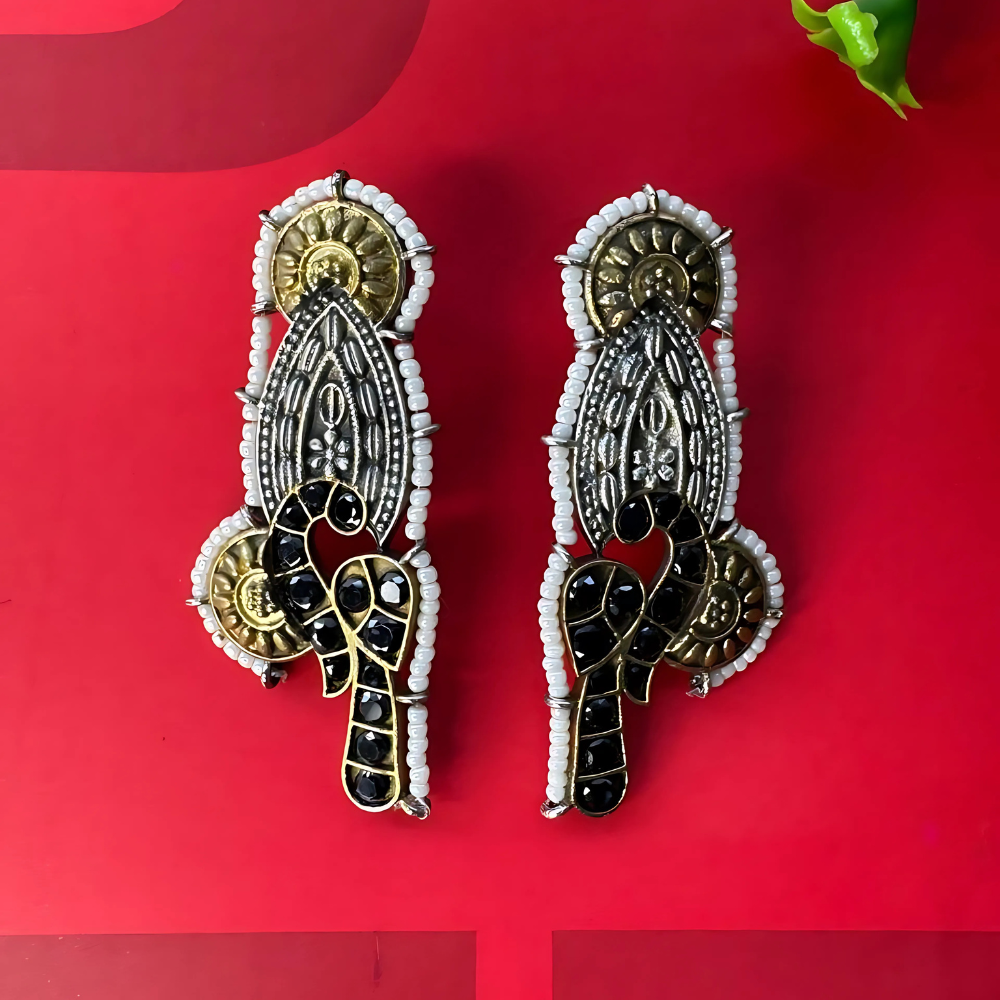 Bird Shaped Dual Tone Silver Replica - Gold Earrings for Women