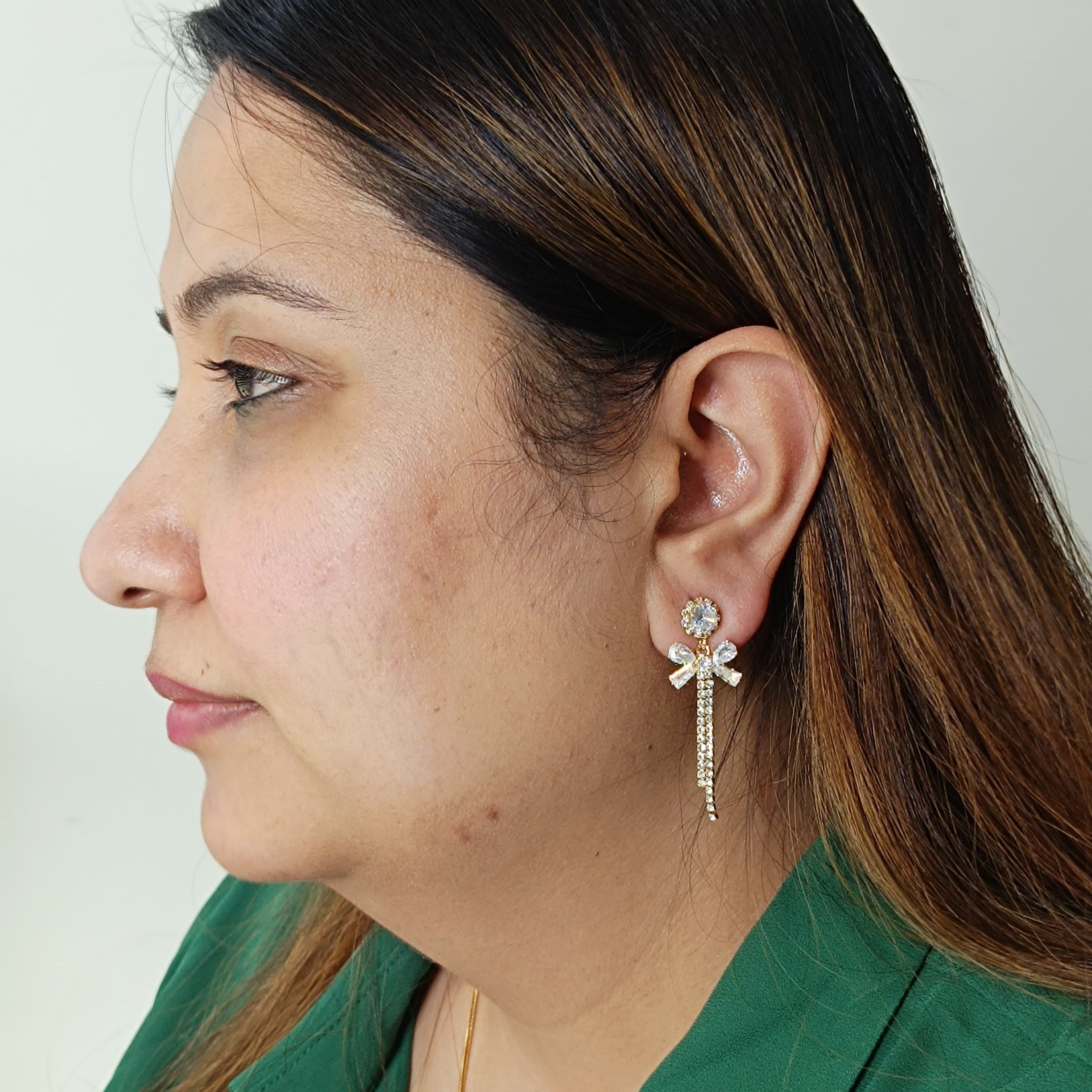 Bow Crystal Drop Earrings for Girls & Women