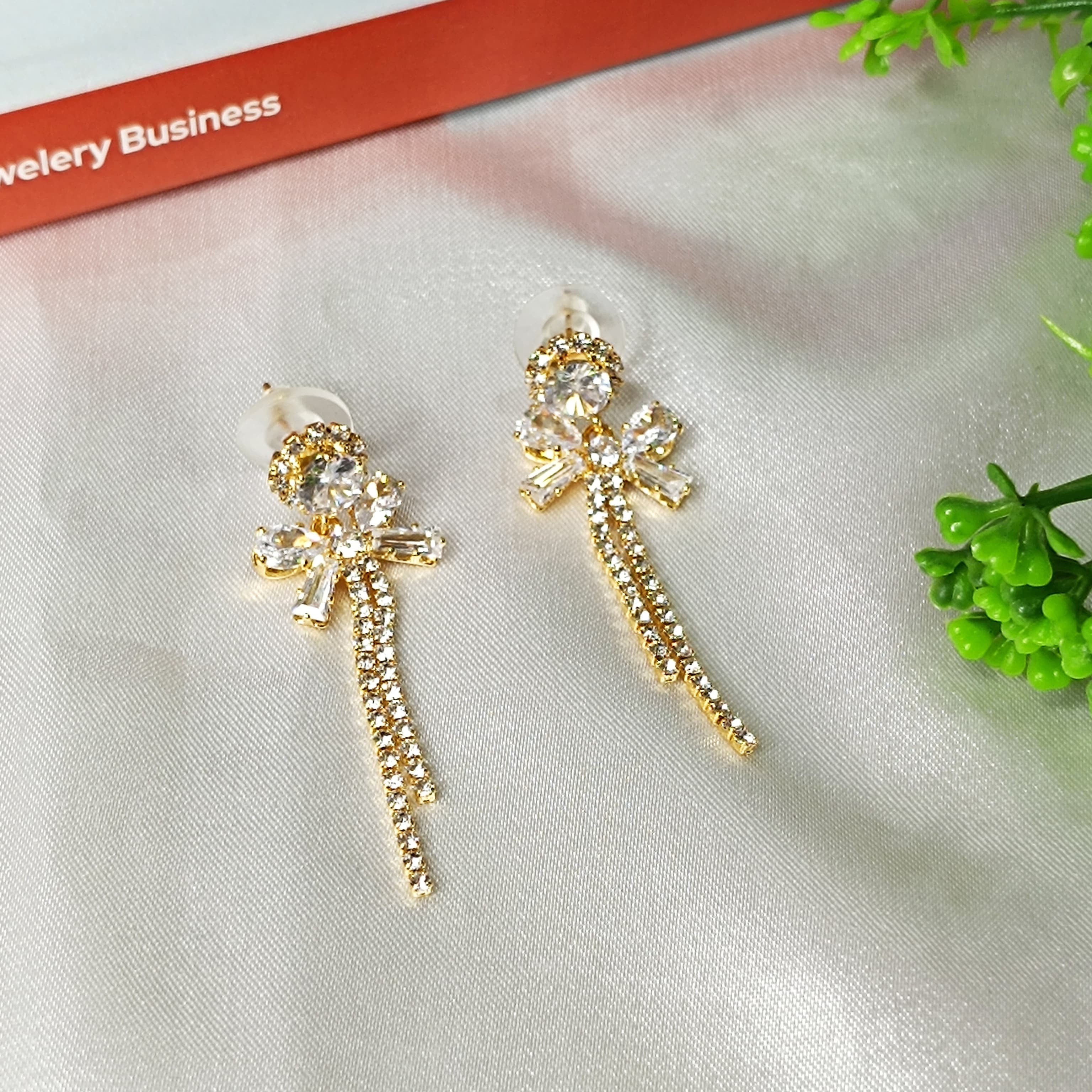 Bow Crystal Drop Earrings for Girls & Women