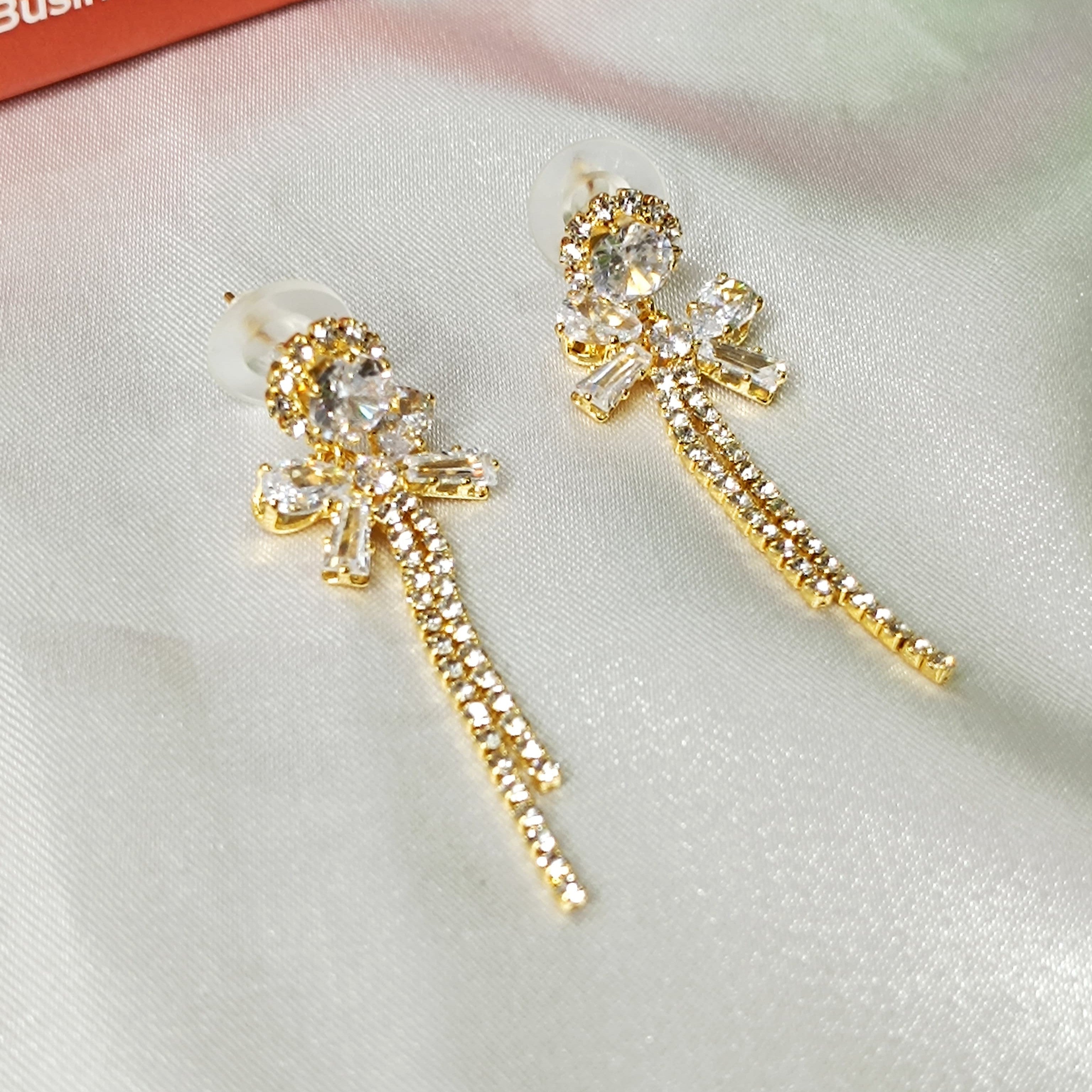 Bow Crystal Drop Earrings for Girls & Women