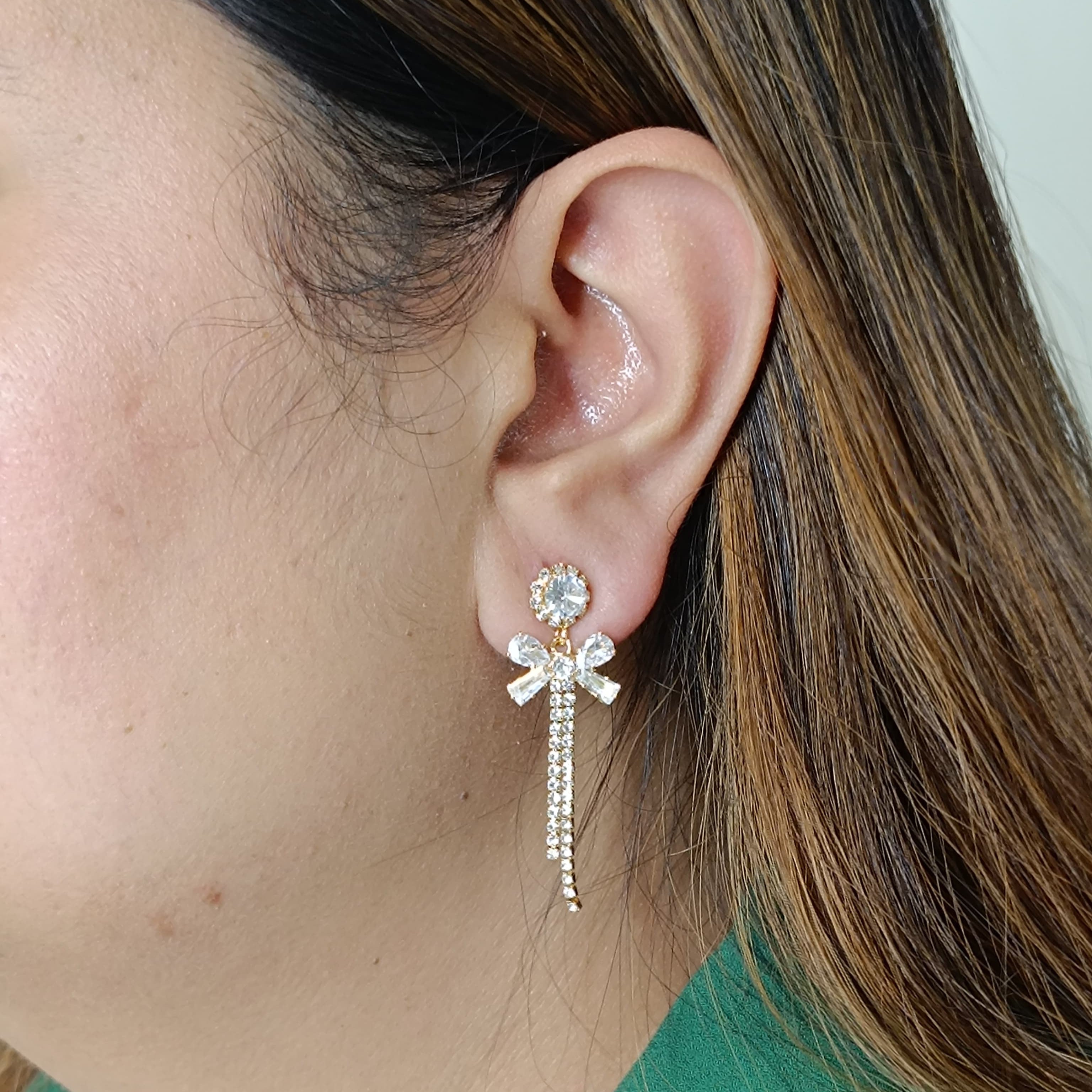 Bow Crystal Drop Earrings for Girls & Women