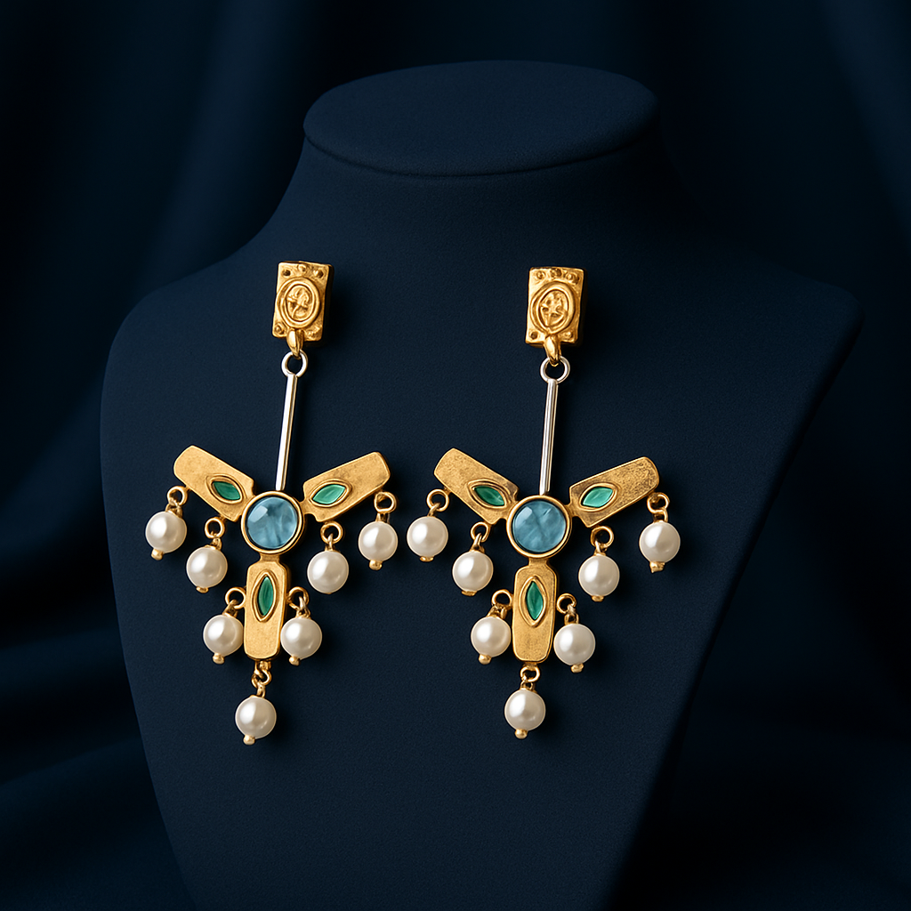  Dual Tone Statement Earrings for Women & Girls
