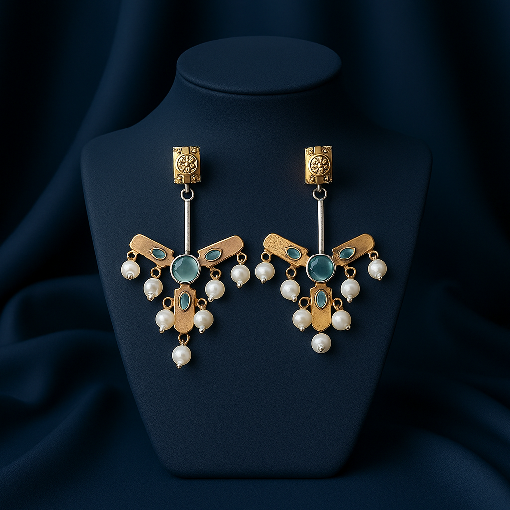  Dual Tone Statement Earrings for Women & Girls