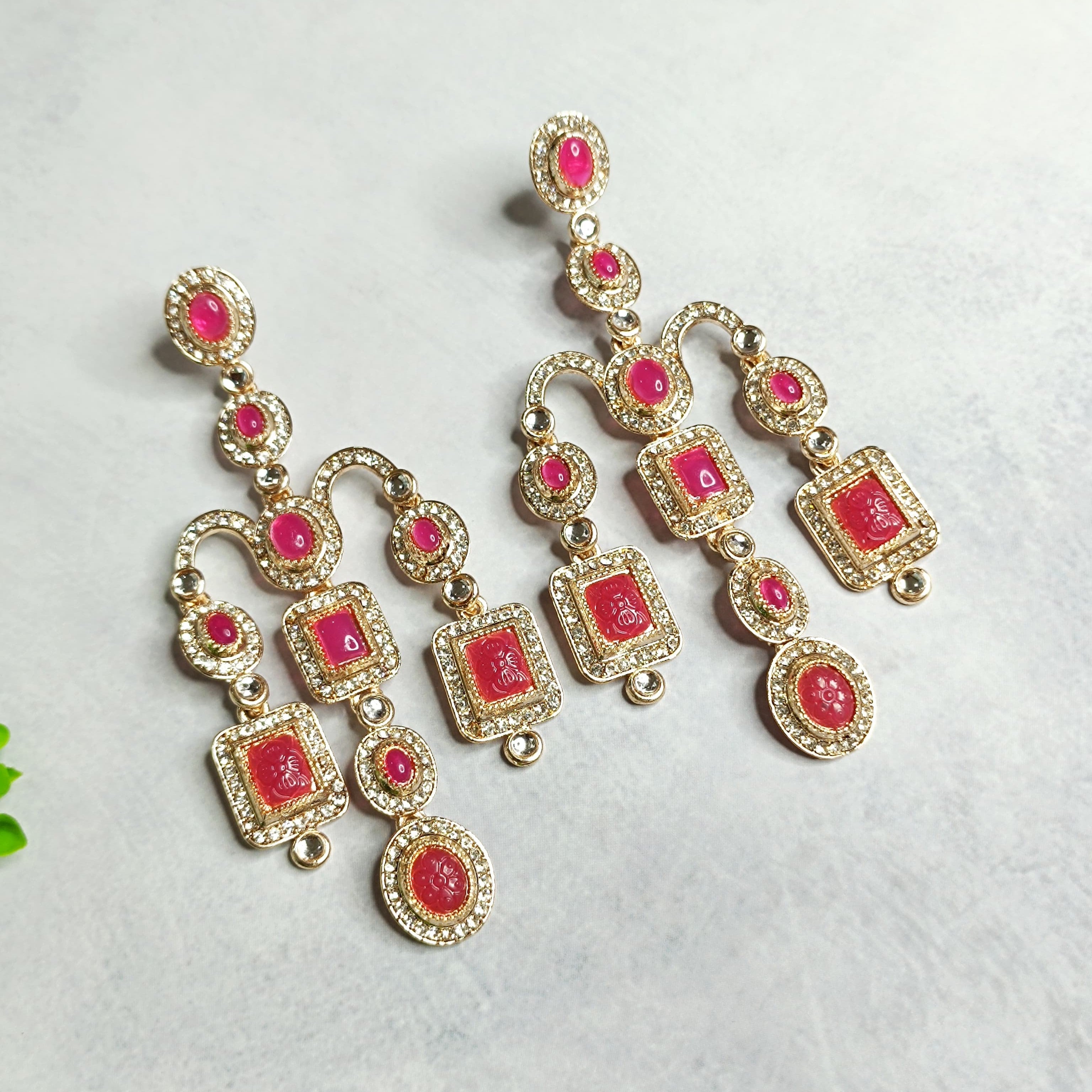 Elegant Sabyasachi Inspired Premium Monalisa Stone Earrings