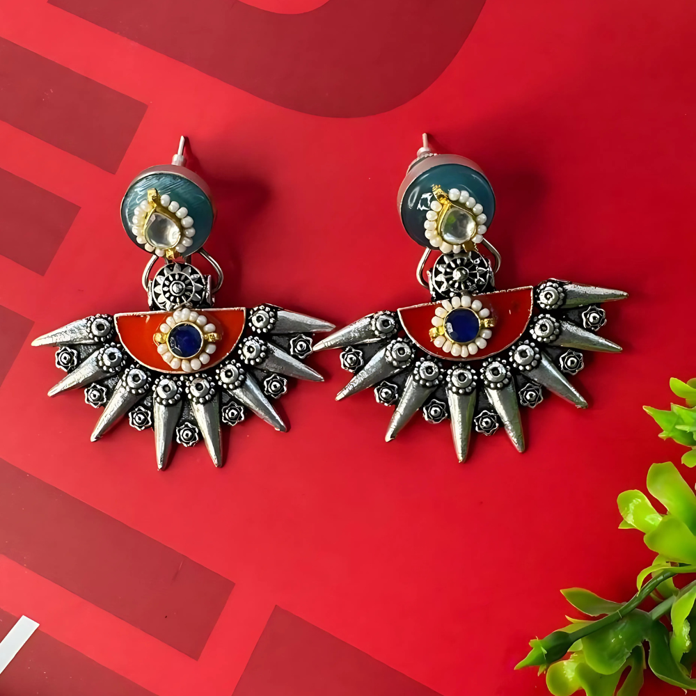 Silver Oxidised Drop Earrings for Women & Girls