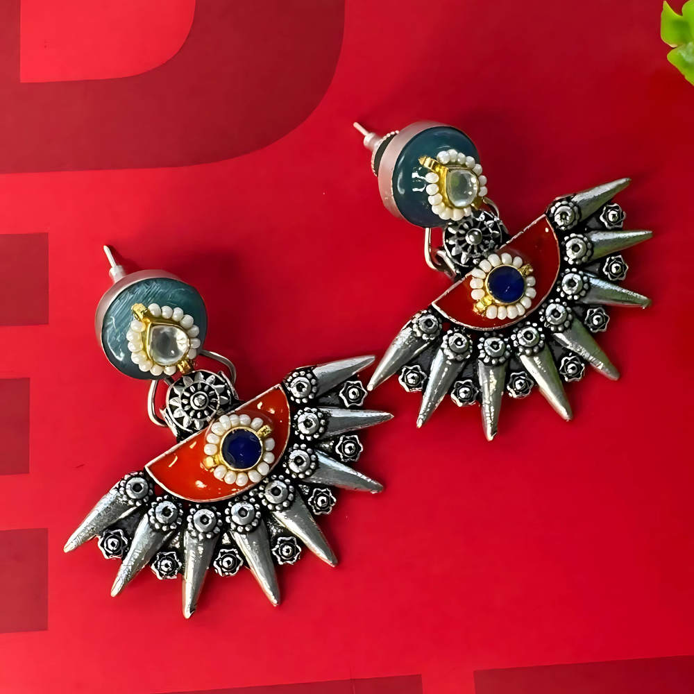 Silver Oxidised Drop Earrings for Women & Girls