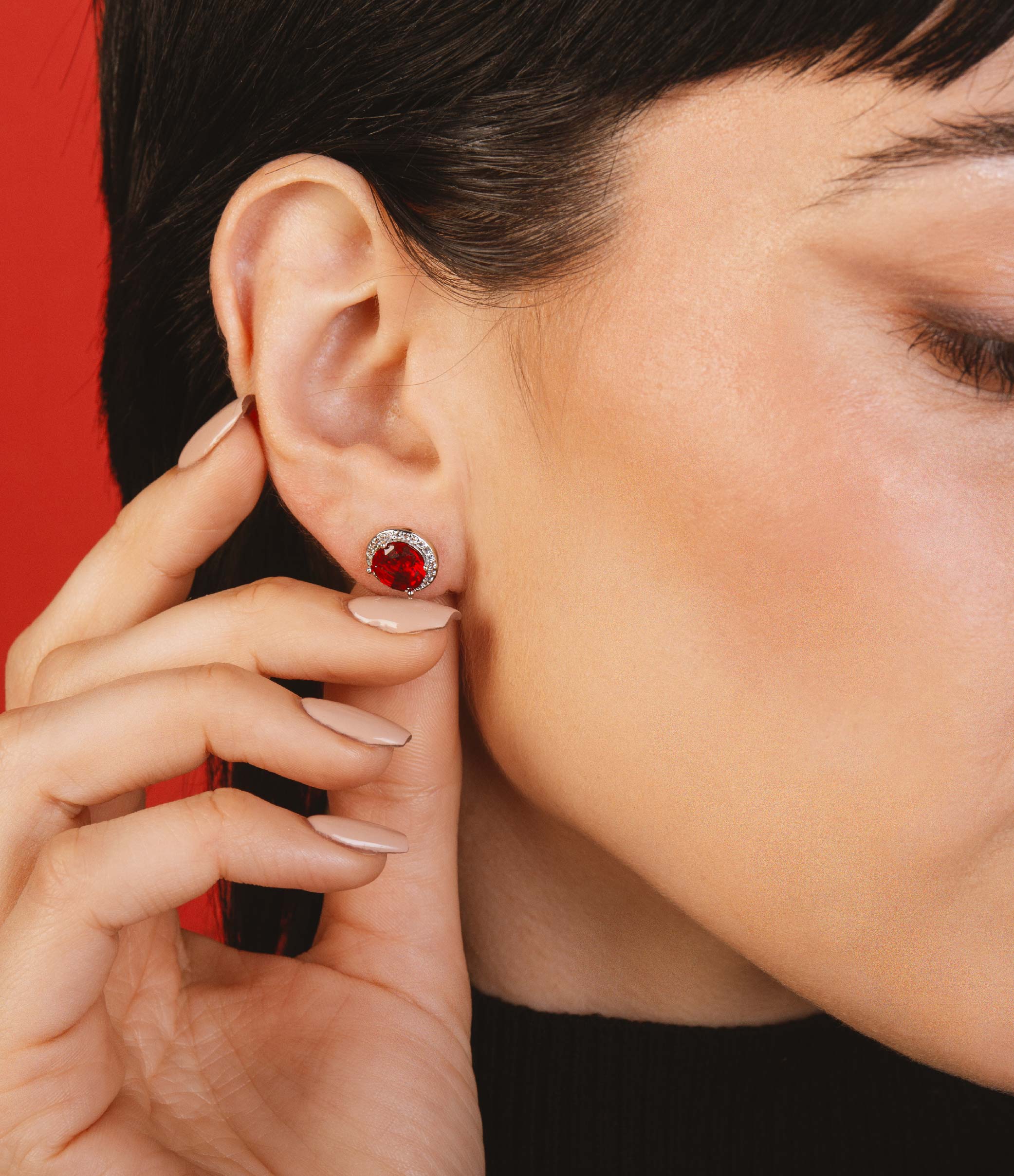 Ruby Halo Earrings