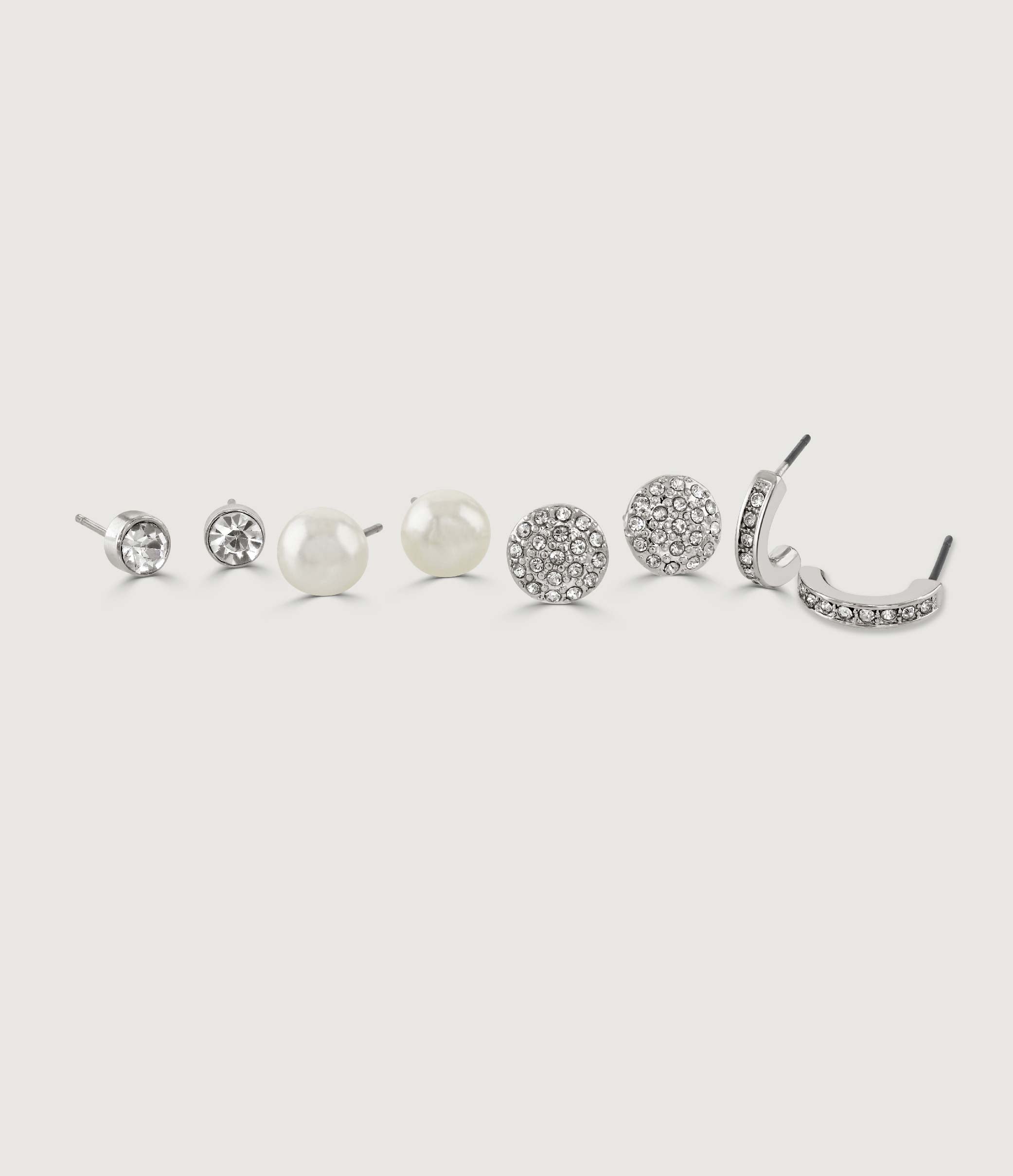 Rhodium Four Piece Earring Pack