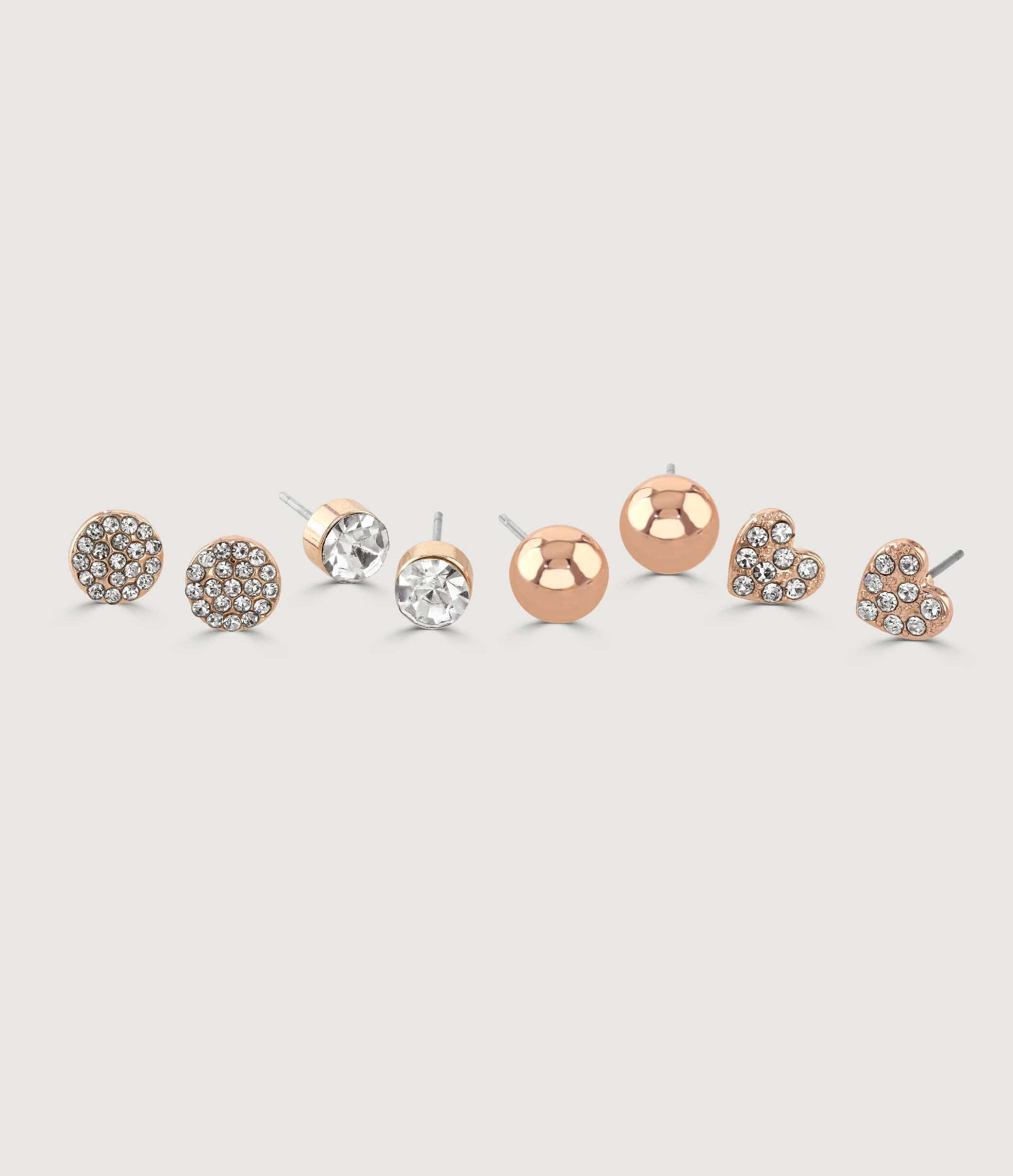 Rose Gold Four Piece Earring Set