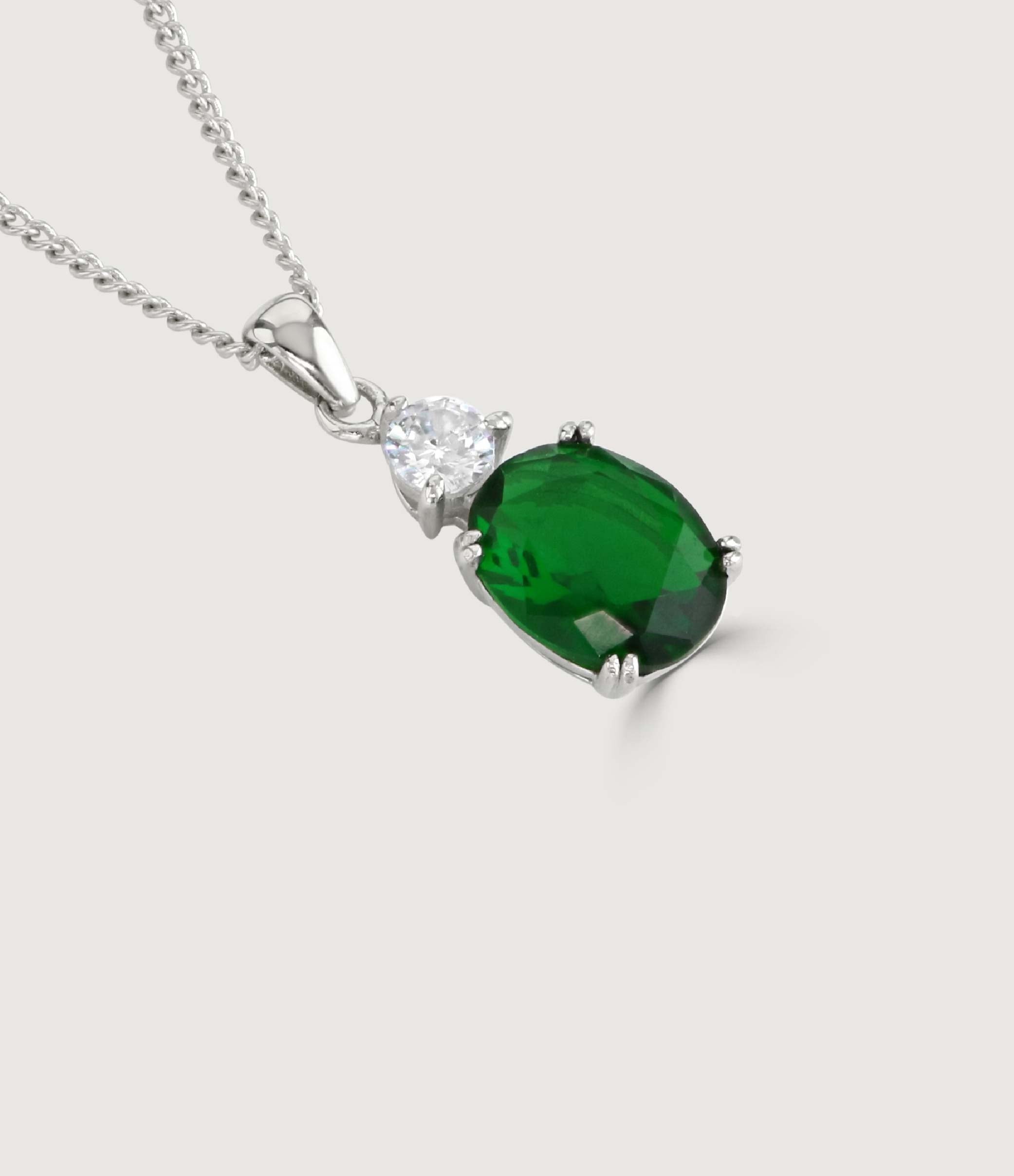 Emerald Round Double Drop Pendant