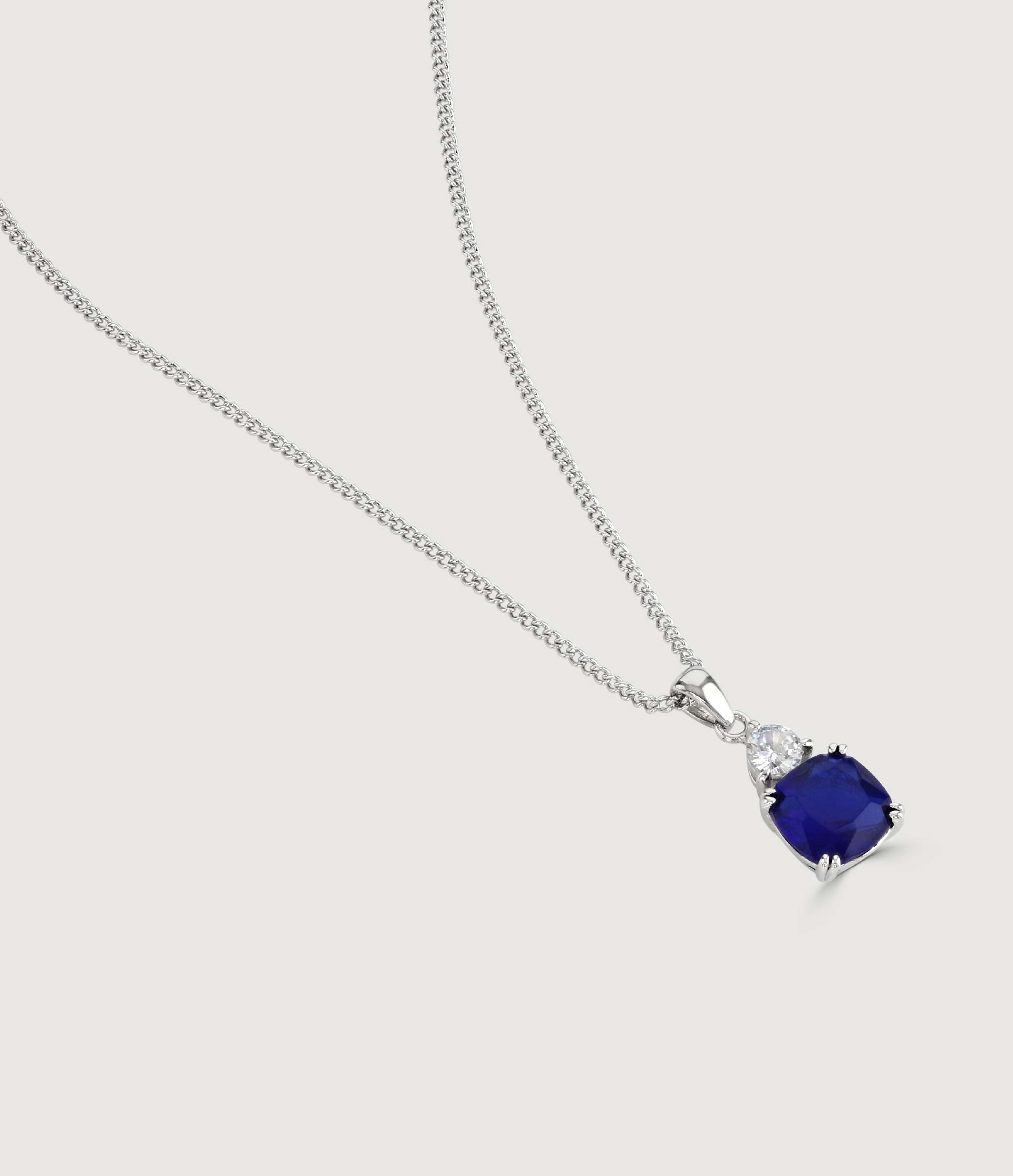 Sapphire Cushion Double Drop Pendant